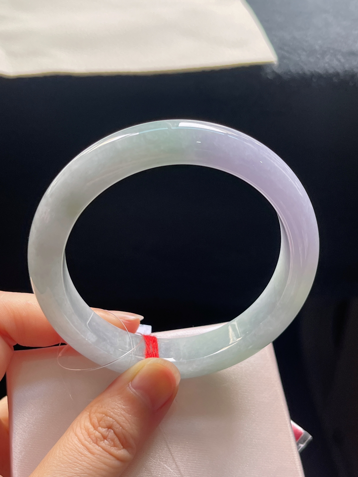 正圈57.5圈口，翡翠糯化种春带彩手镯