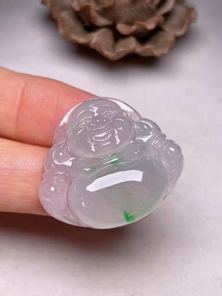 冰种飘绿【佛公】吊坠，种水好，玉质细腻 ，卖相好