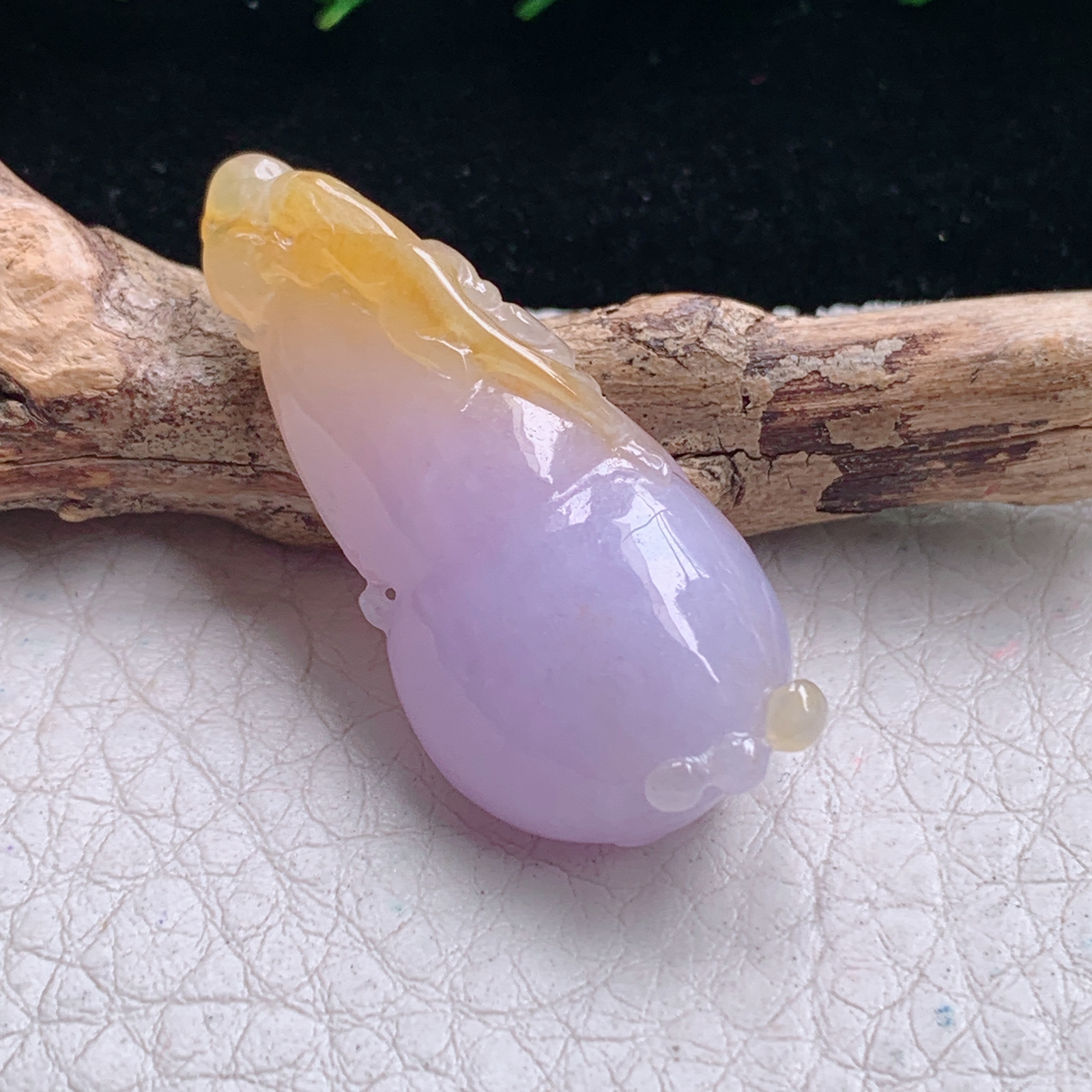 lz实拍36*17*9.8特色缅甸天然翡翠a货精雕双彩葫芦 玉葫芦玉吊坠 玉挂件