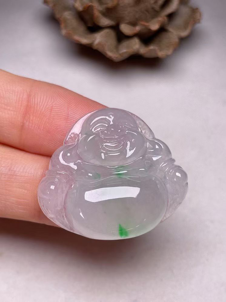 冰种飘绿【佛公】吊坠，种水好，玉质细腻 ，卖相好