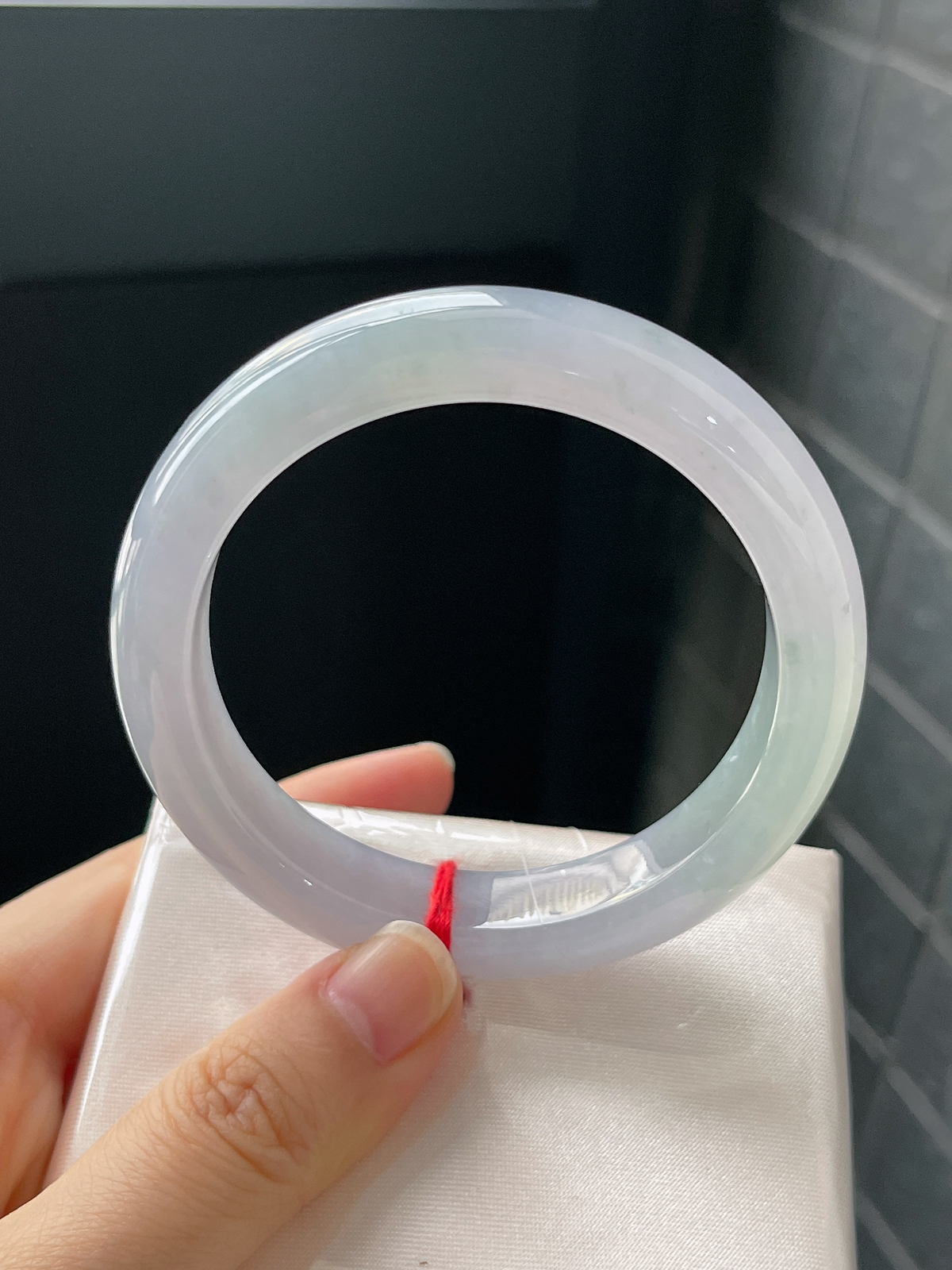 正圈55.4圈口，翡翠冰糯种淡紫色手镯