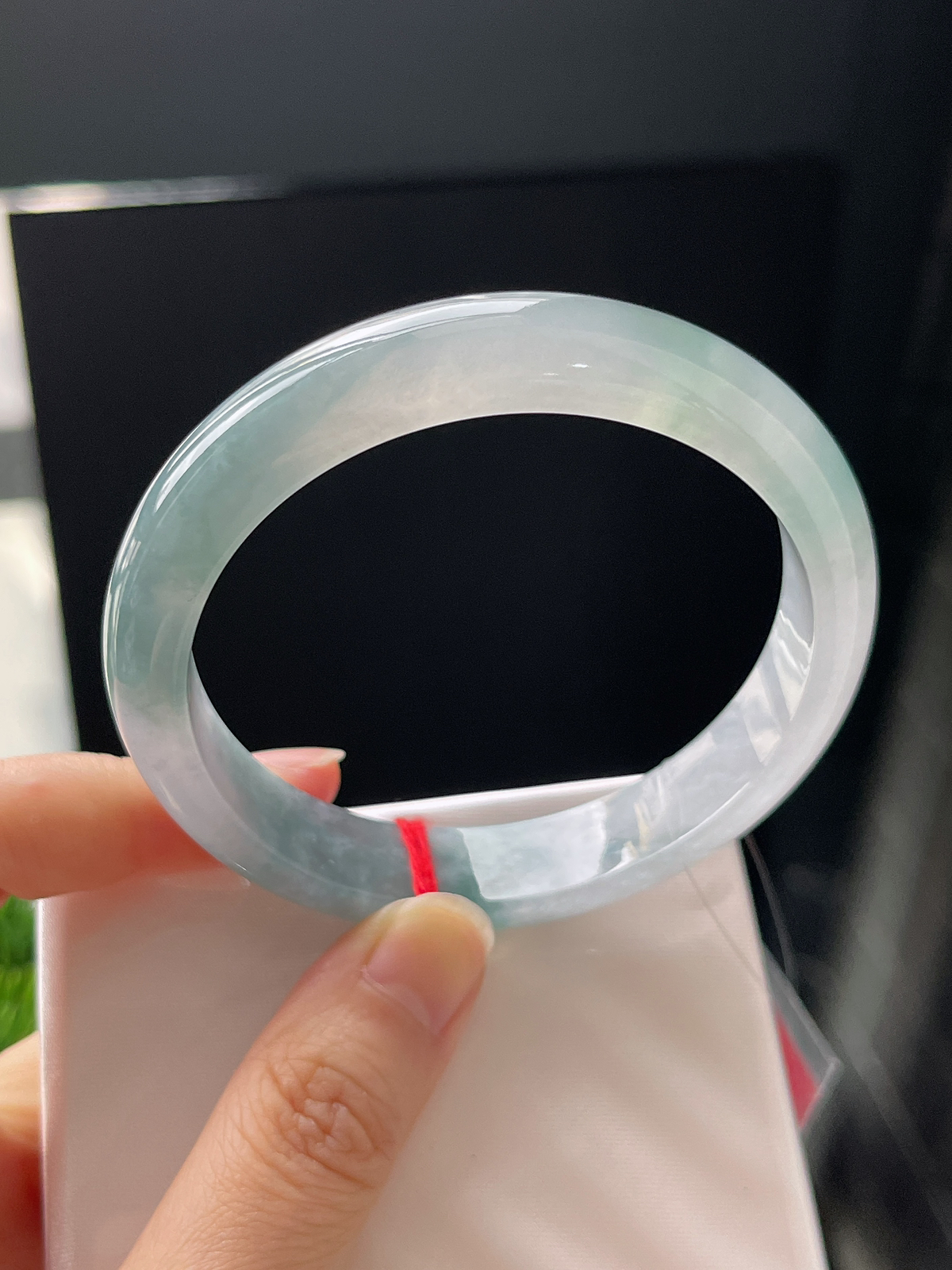 正圈57.2圈口，翡翠冰糯种蓝色手镯