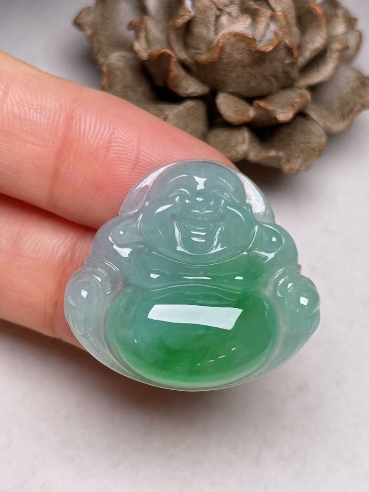 冰种俏色【佛公】吊坠，种水好，玉质细腻 ，卖相好.