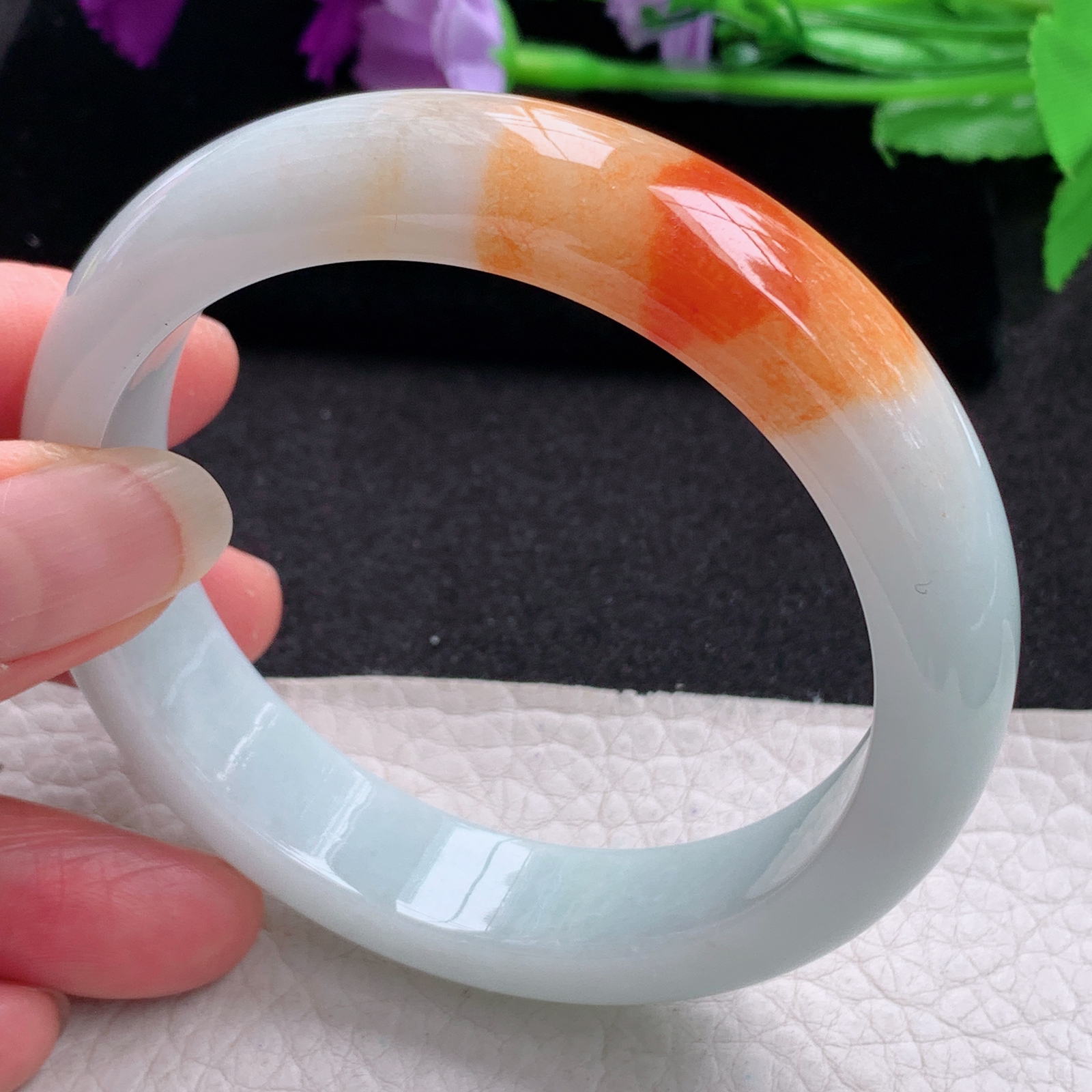 mq招财款59.6*14*8.5平安镯 天然缅甸翡翠A货手镯冰红正圈玉手环