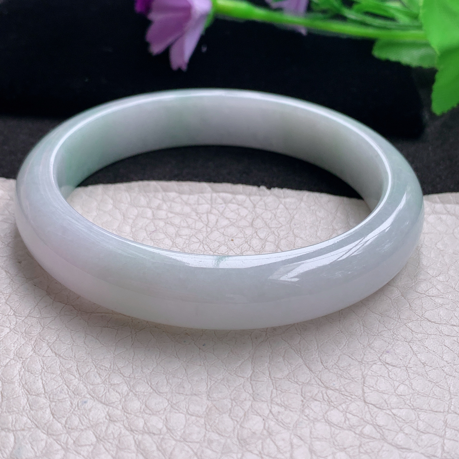 hh清新款59.5*12.5*8.2平安镯 缅甸翡翠a货玉手镯精为飘绿正圈玉手环