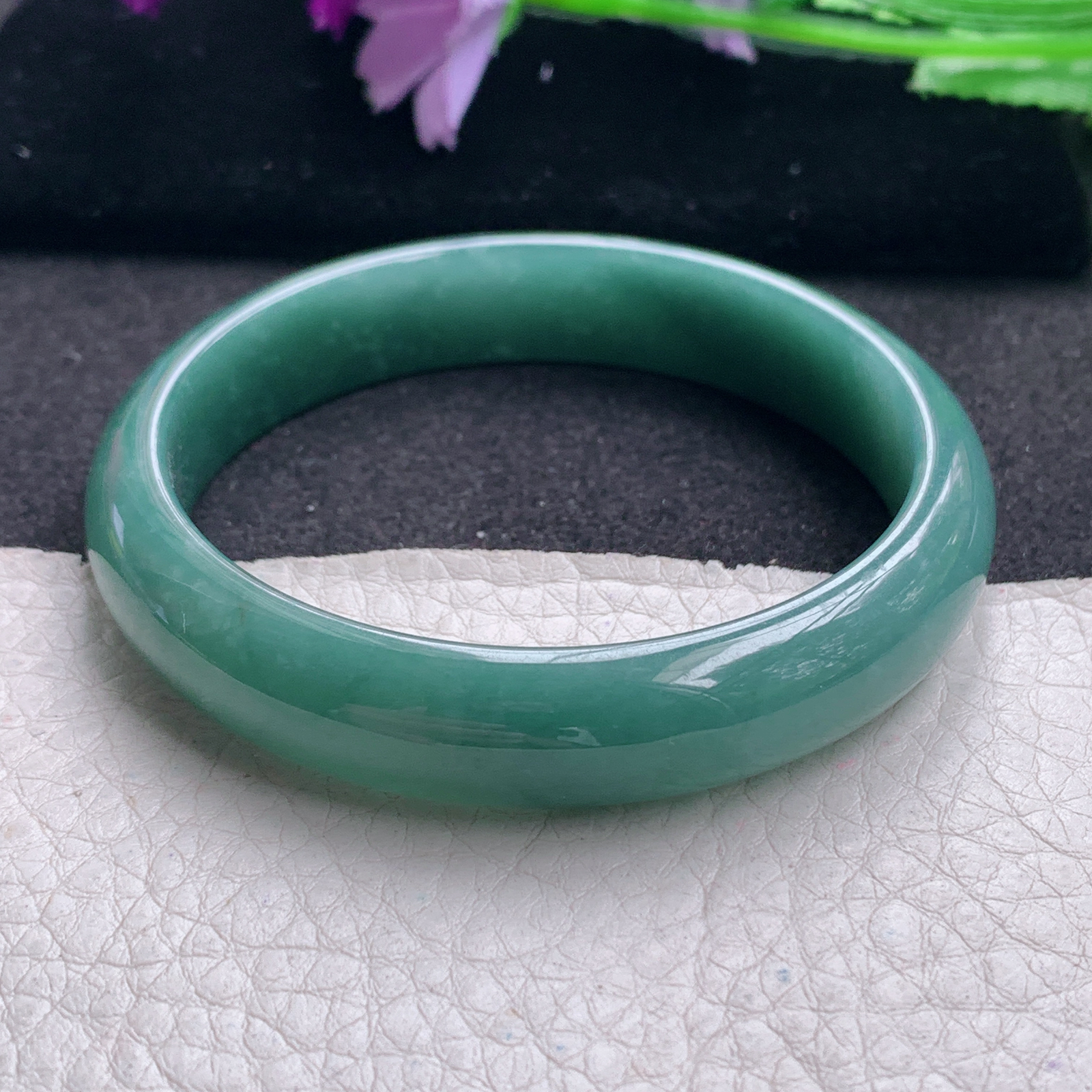 nr实拍56*12*6.6平安镯 天然翡翠A货手镯蓝水宽边清秀玉手环