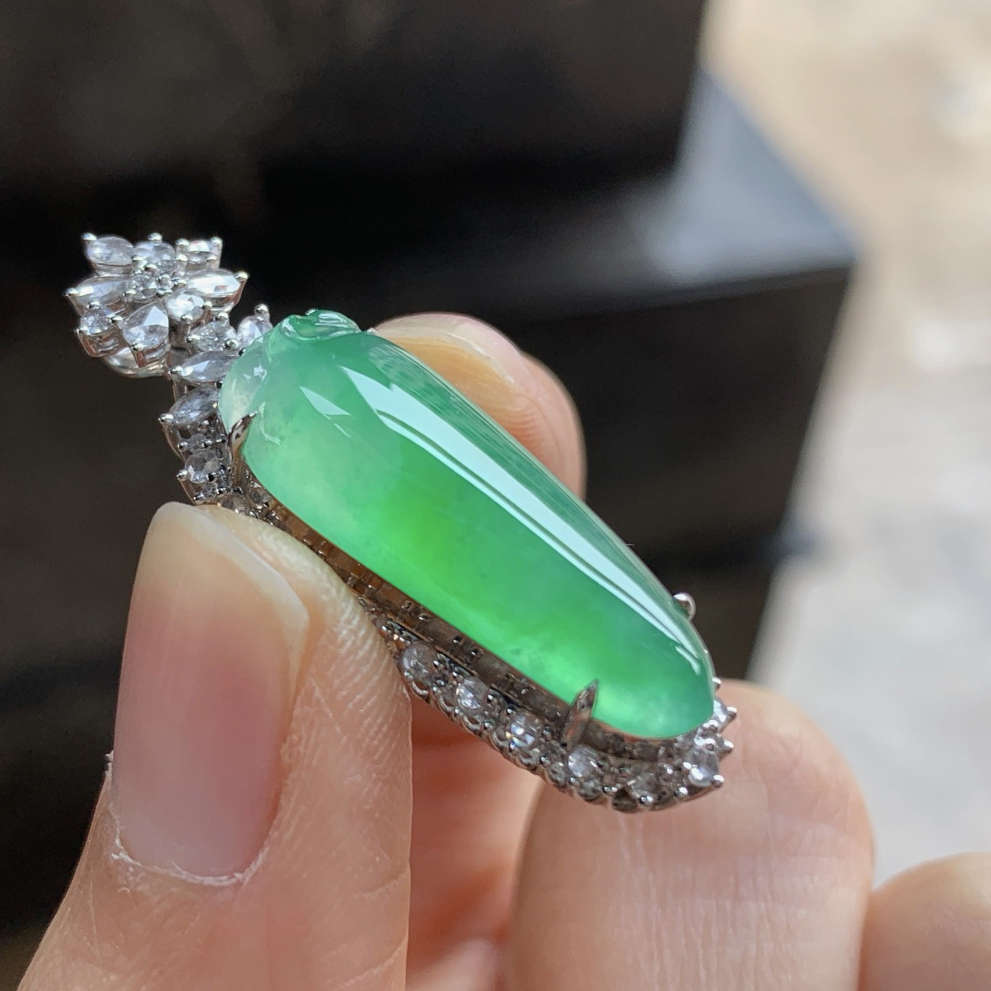 金钻镶嵌冰绿福瓜^_^冰透