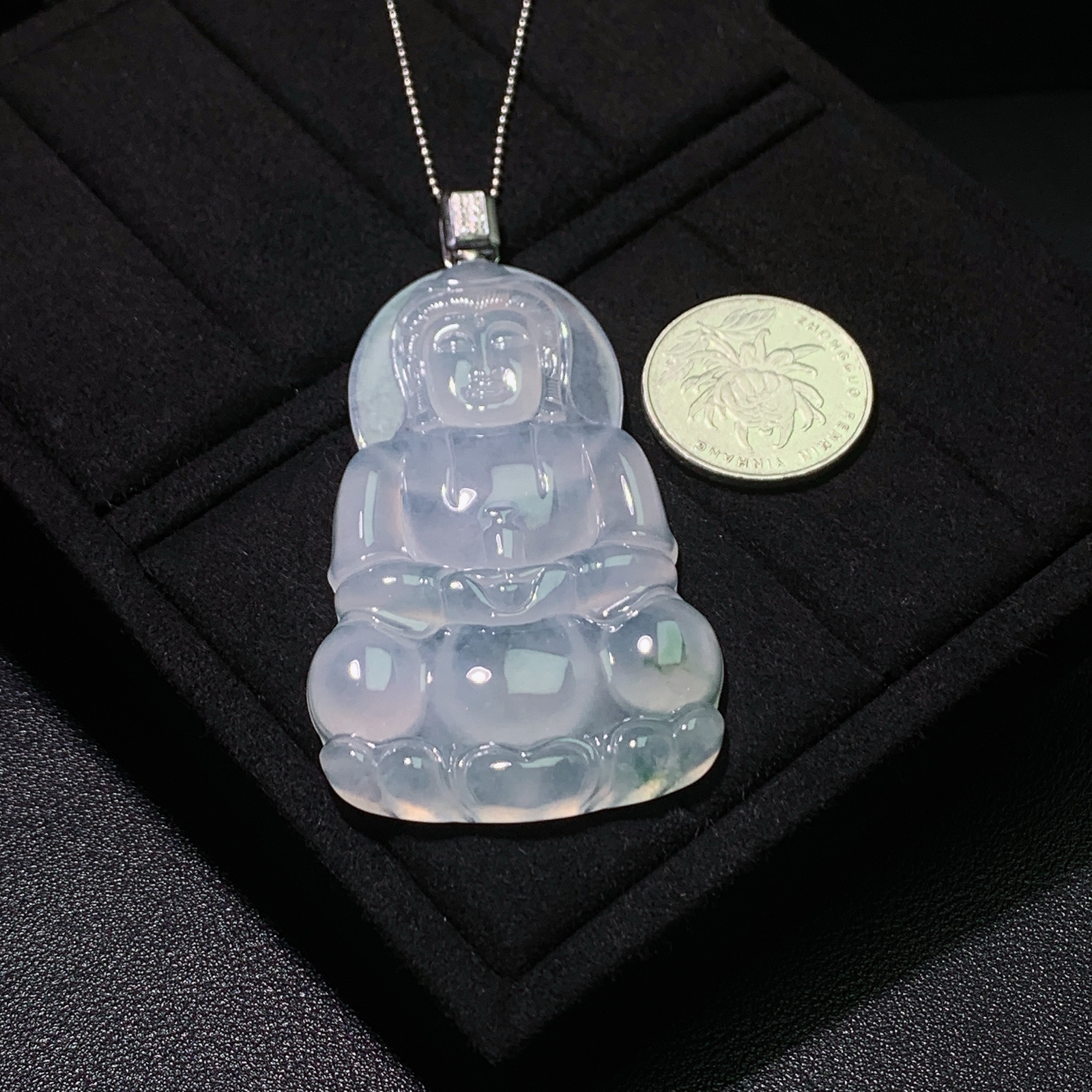 冰种飘花观音吊坠 尺寸77-41.3-6毫米