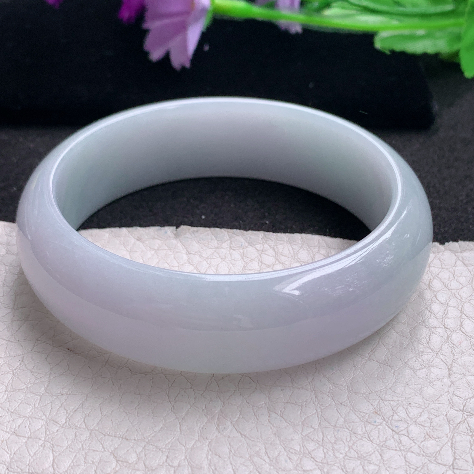 hy实拍58*17.8*7.6轮胎镯天然缅甸翡翠A货手镯水润淡紫正圈玉手环