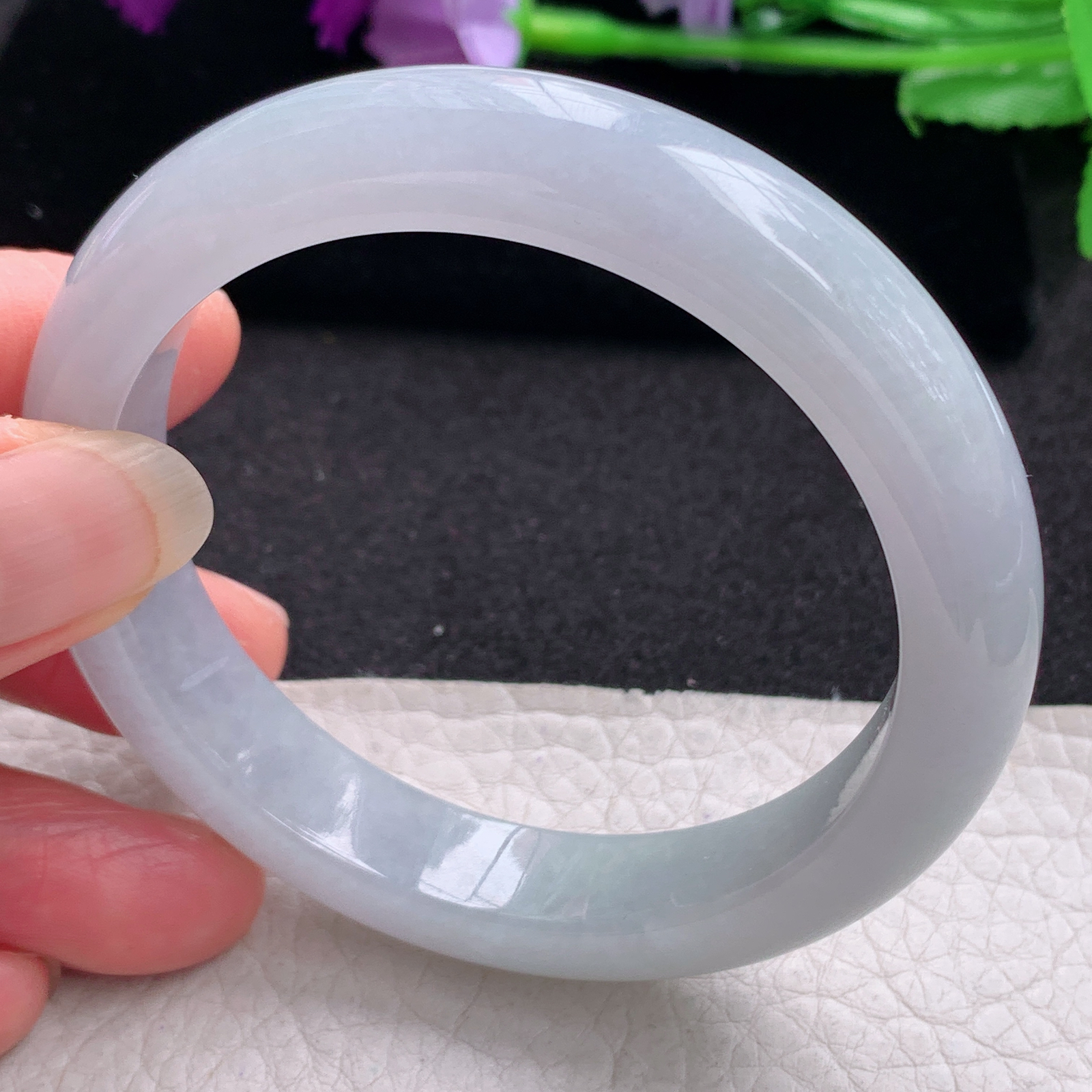 xo纯美款55.8*12*8.3平安镯 天然缅甸翡翠A货手镯冰纯正圈玉手环