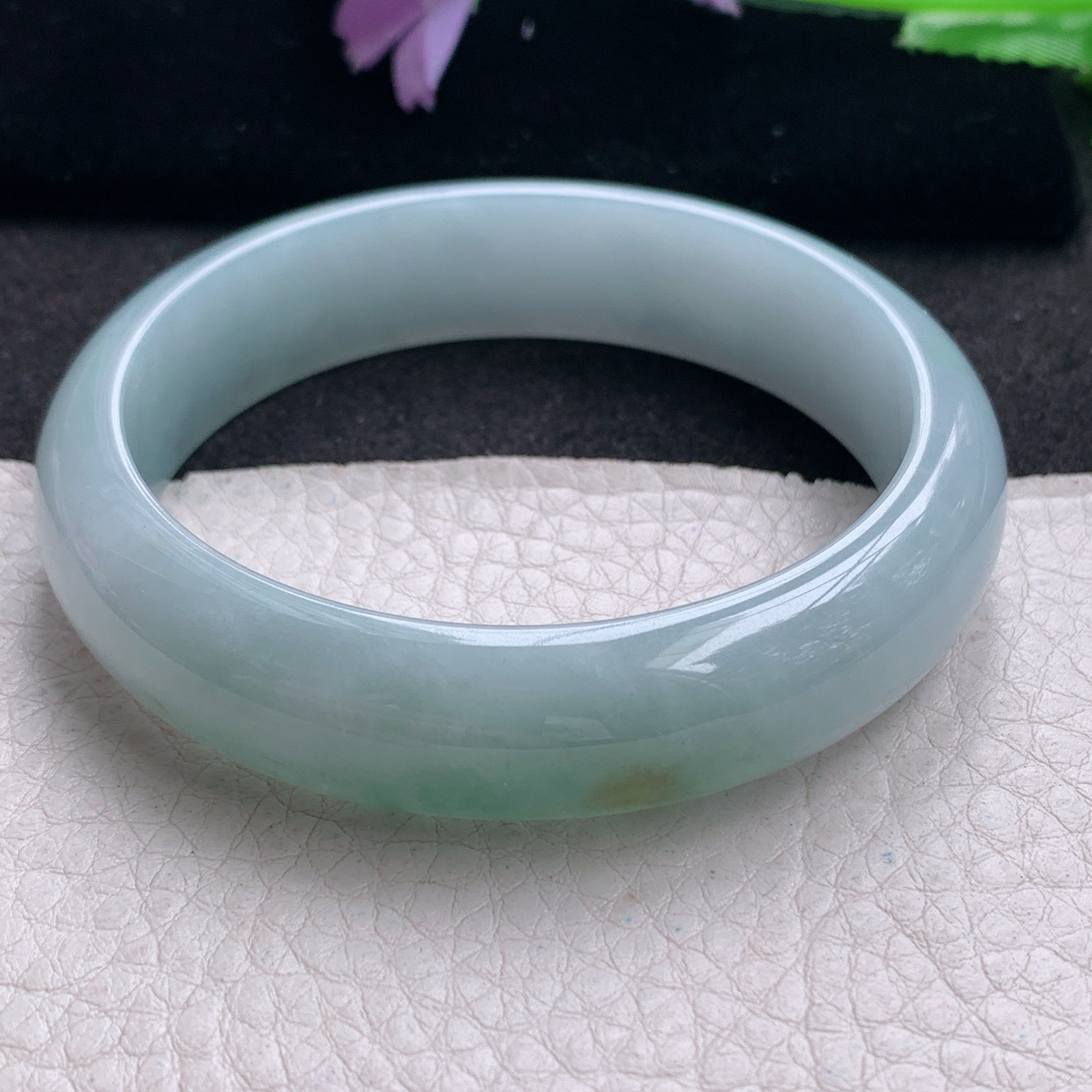 js实拍57*14*7.3平安镯 缅甸翡翠a货玉手镯精美双采招财正圈玉手环