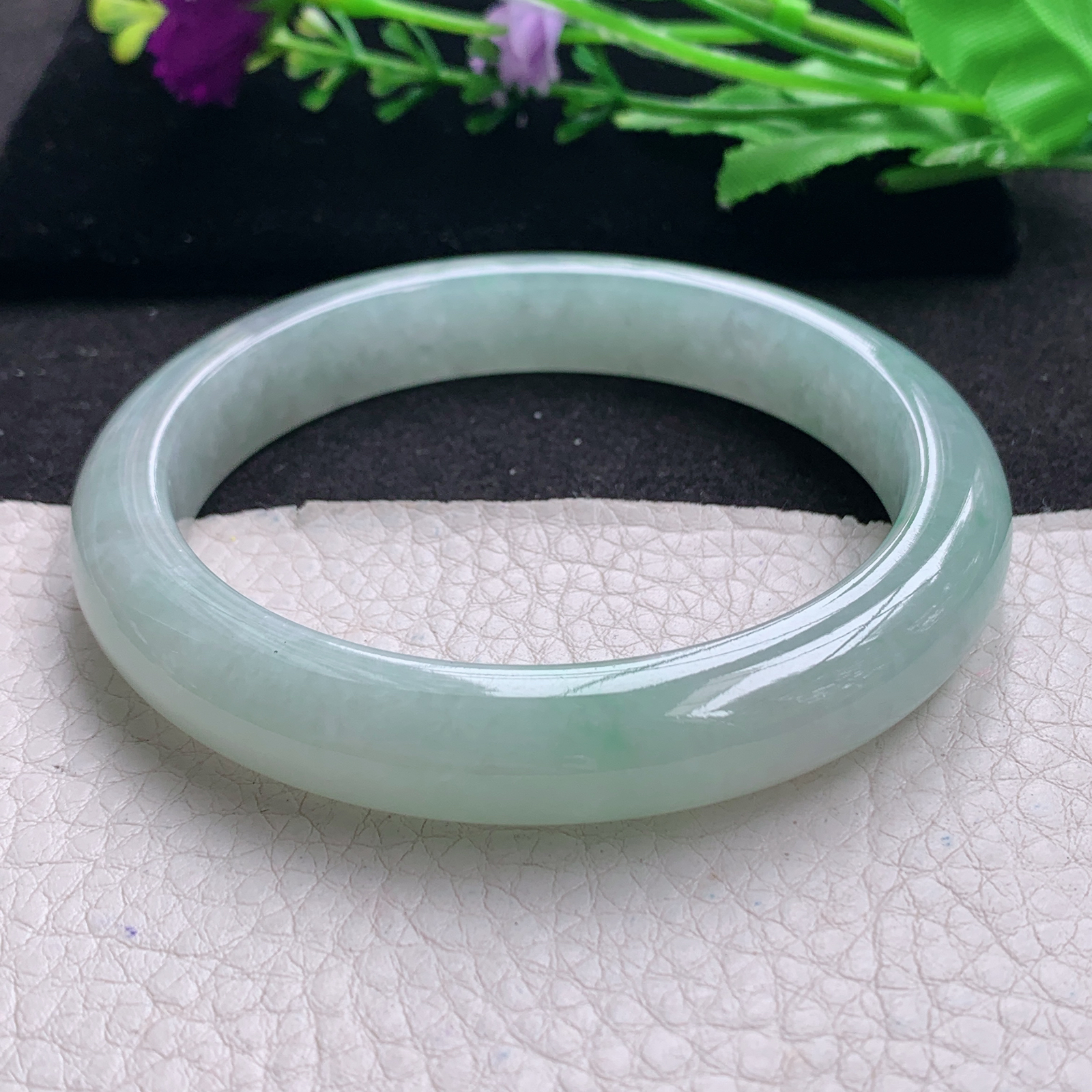 xx大圈口61*11.5*8.8平安镯 天然缅甸翡翠A货手镯细润晴绿正圈玉手环