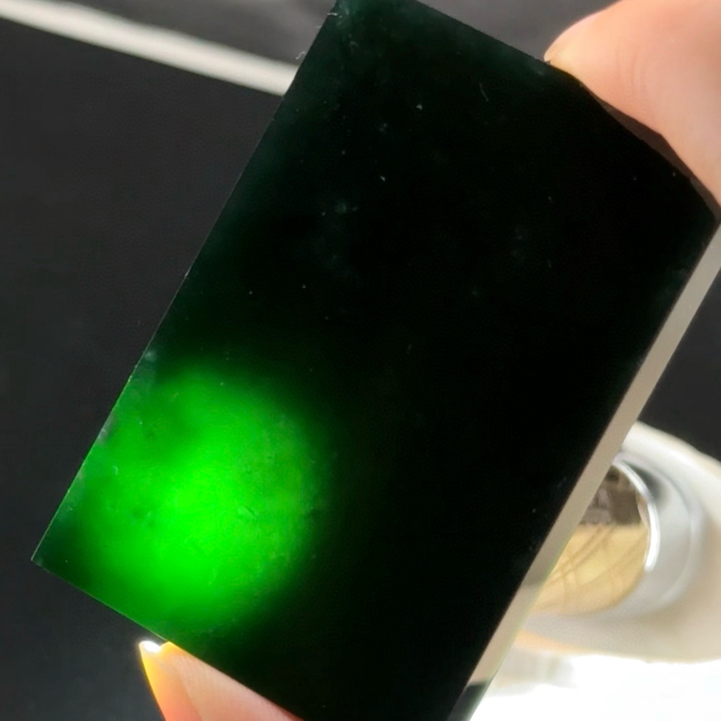 精品墨翠无事牌 厚桩 种好色正 黑度好 尺寸62.3