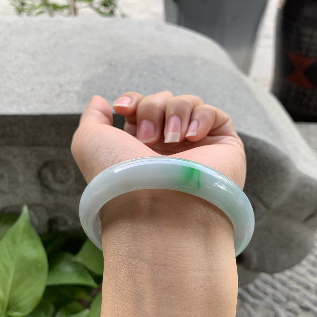 圈口 56.3-12.5-8.3【飘绿正圈手镯】正圈56 57可戴