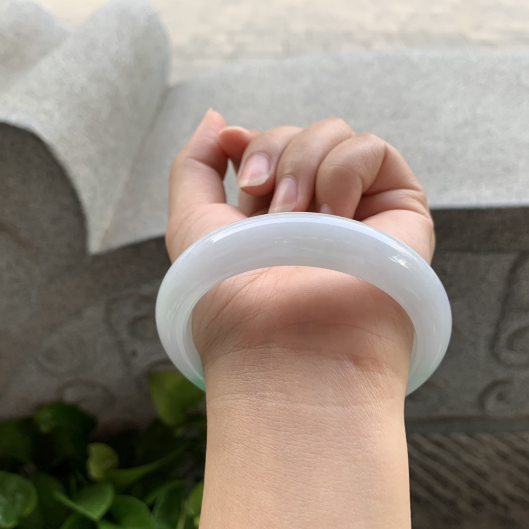 圈口57.8-13.5-8.8 【飘绿正圈手镯】正圈57 58可戴