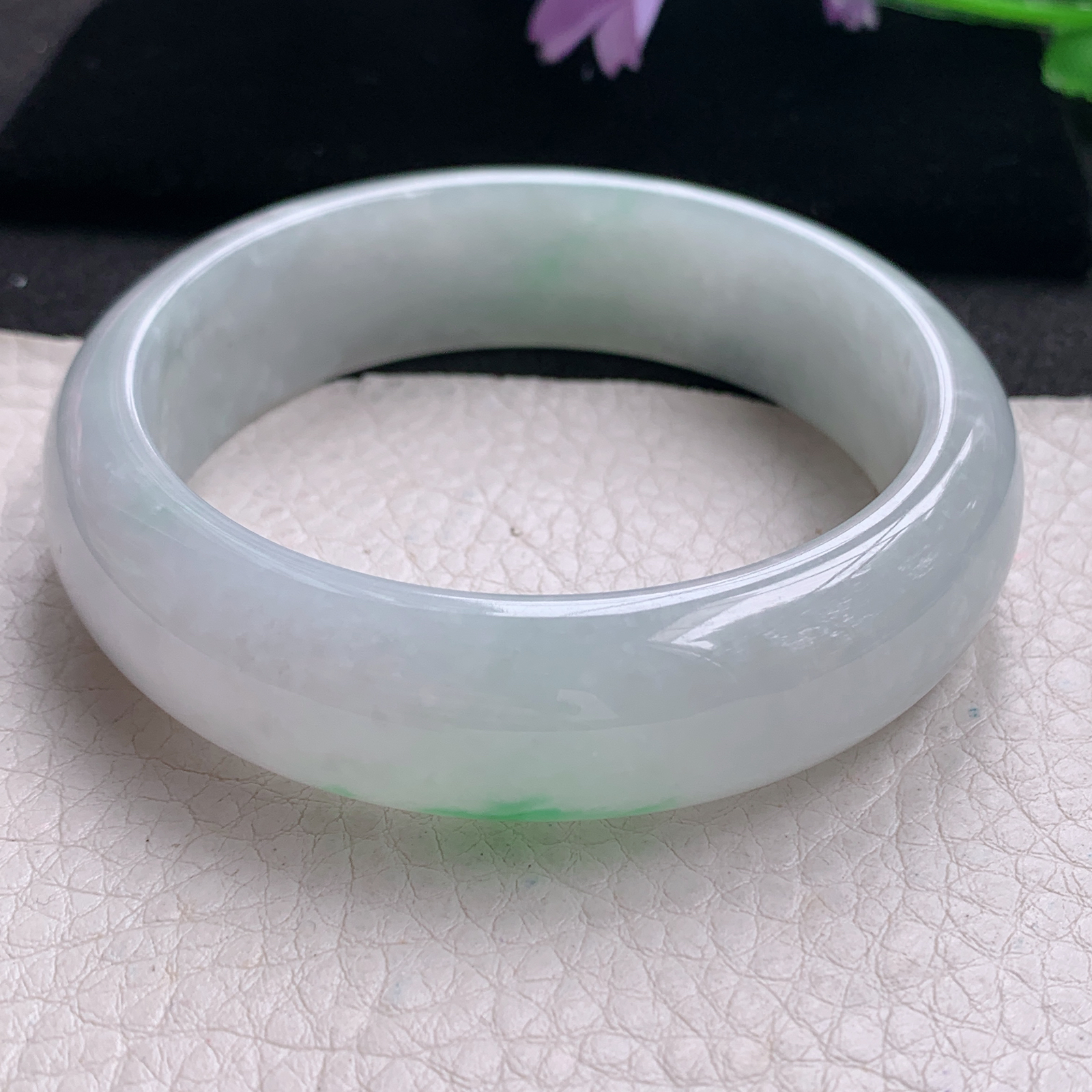 hh清新款58.8*17*8.5轮胎镯 缅甸翡翠a货玉手镯精美飘绿厚装大气玉手环