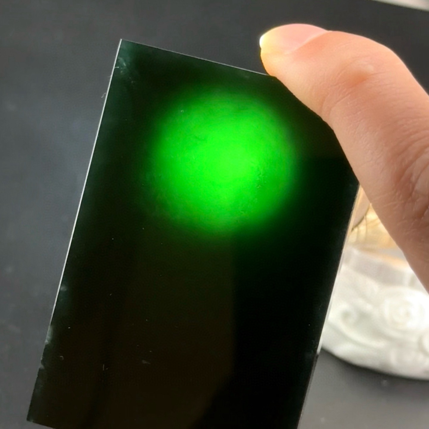 精品墨翠无事牌 厚桩 种好色正 黑度好 尺寸62.3