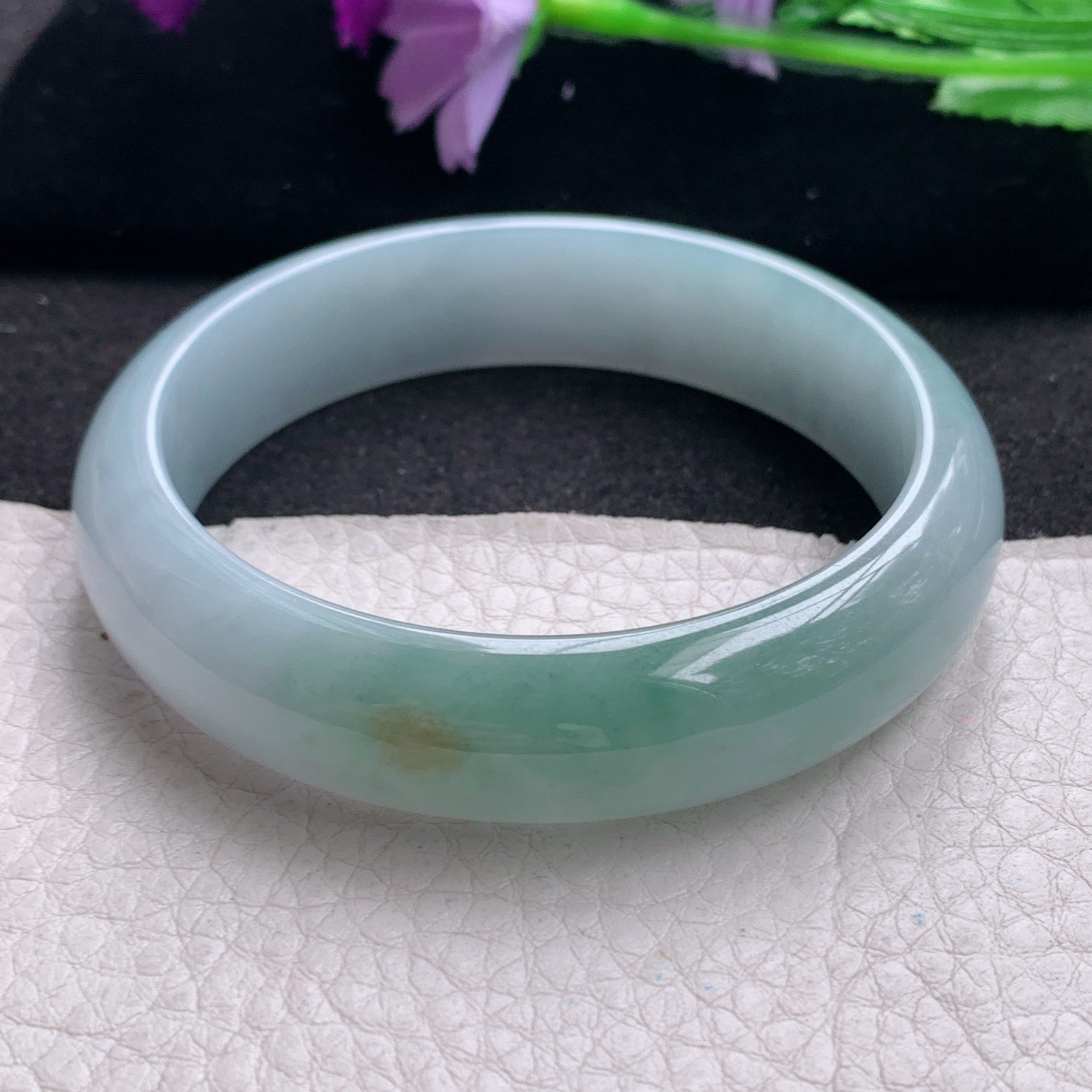 js实拍57*14*7.3平安镯 缅甸翡翠a货玉手镯精美双采招财正圈玉手环