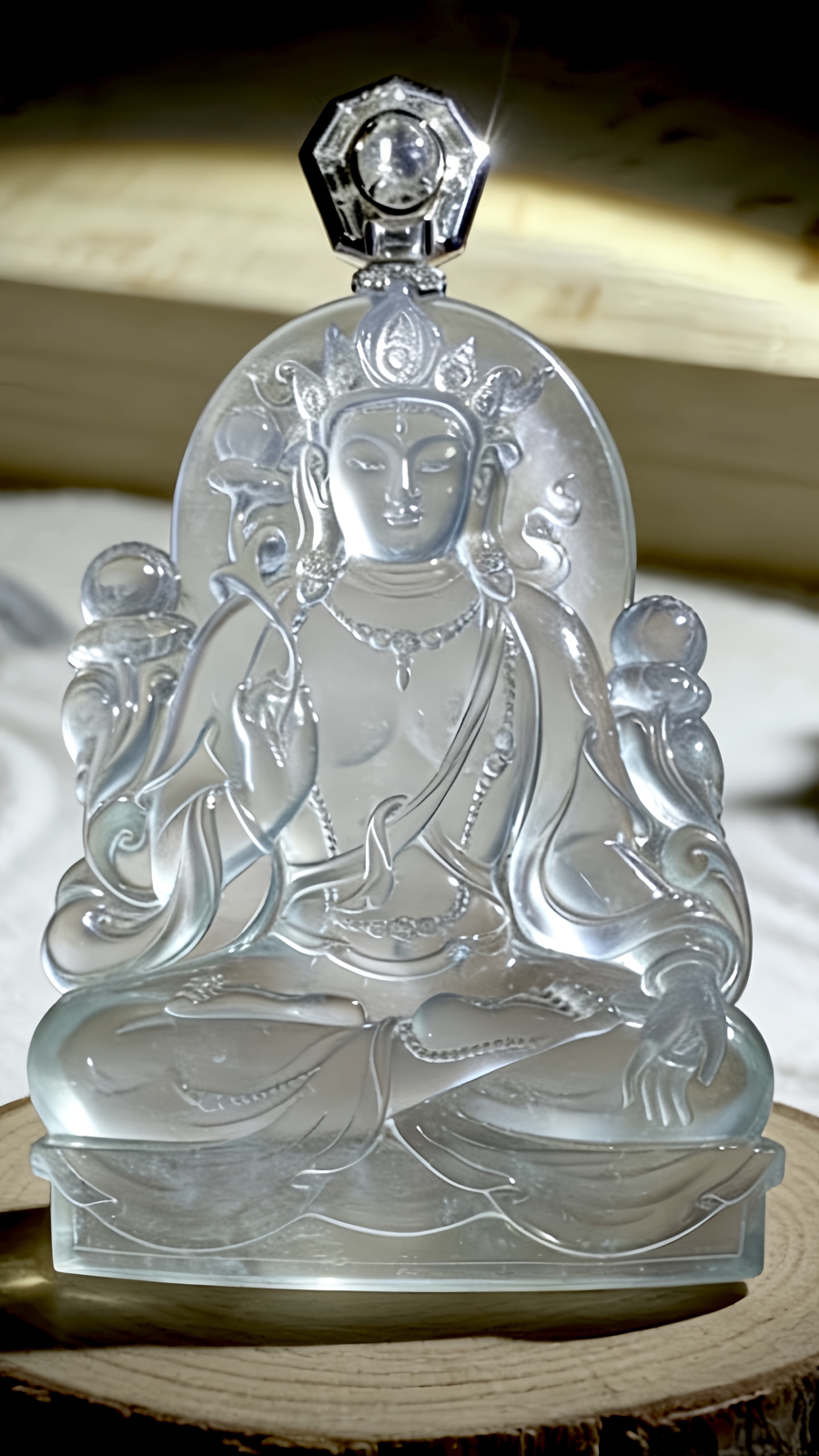 【白度母】，七眼度母，观世音菩萨化身，
山海玉雕艺术作品，
作品裸石67.5-51-6.2mm，45