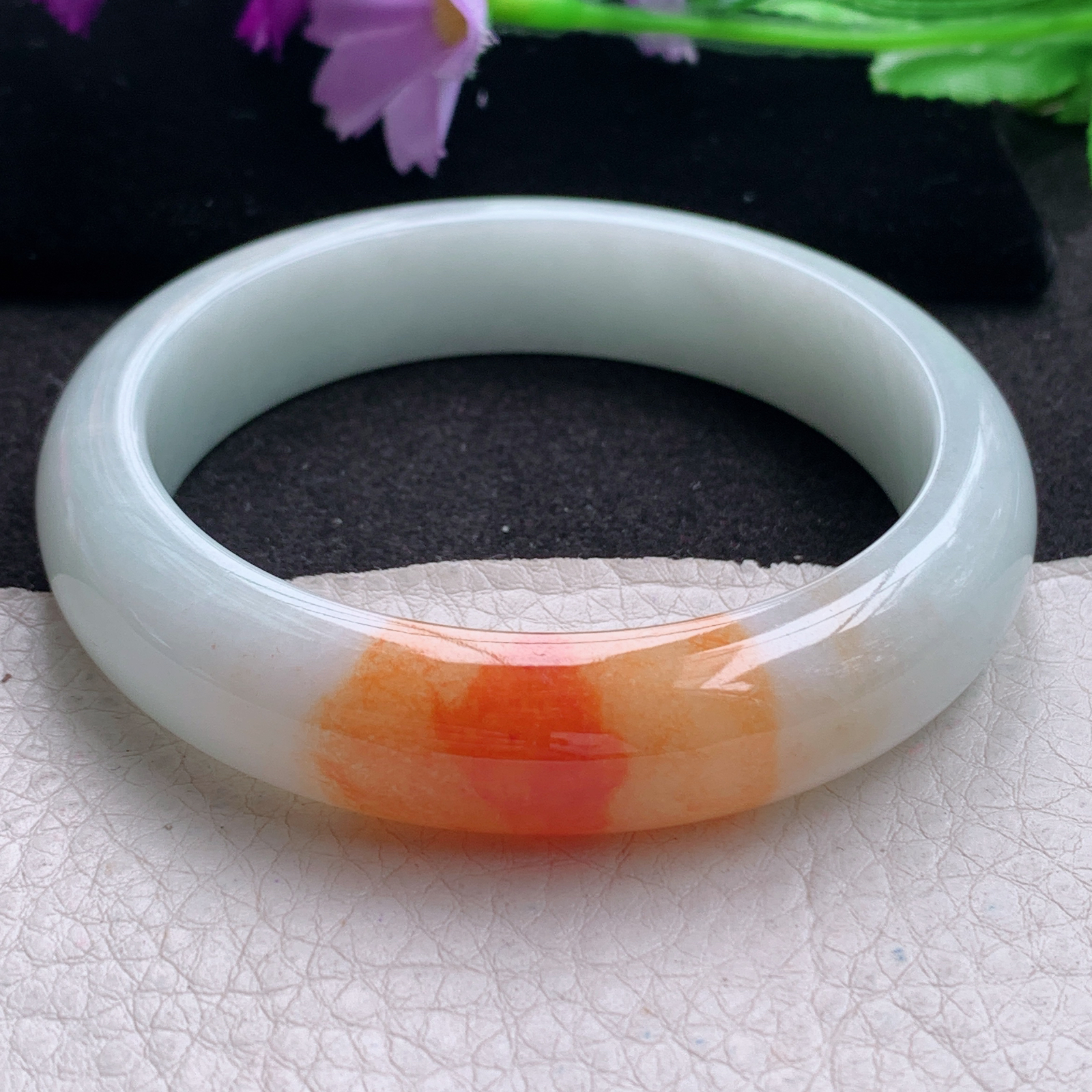 mq招财款59.6*14*8.5平安镯 天然缅甸翡翠A货手镯冰红正圈玉手环