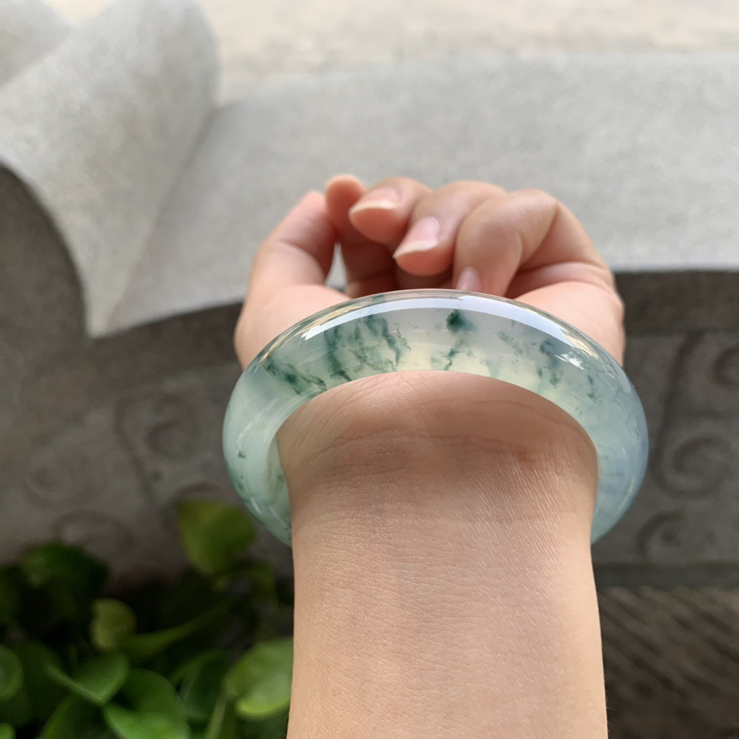 圈口55-12.9-8.3 【冰种飘花正圈手镯】正圈55 56可戴