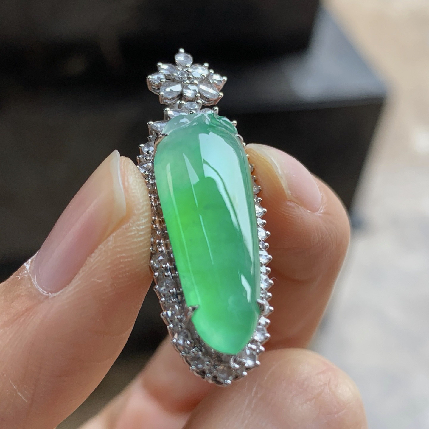 金钻镶嵌冰绿福瓜^_^冰透