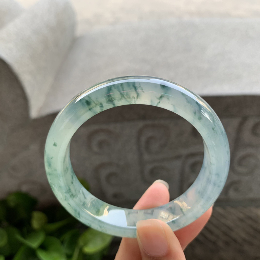 圈口55-12.9-8.3 【冰种飘花正圈手镯】正圈55 56可戴