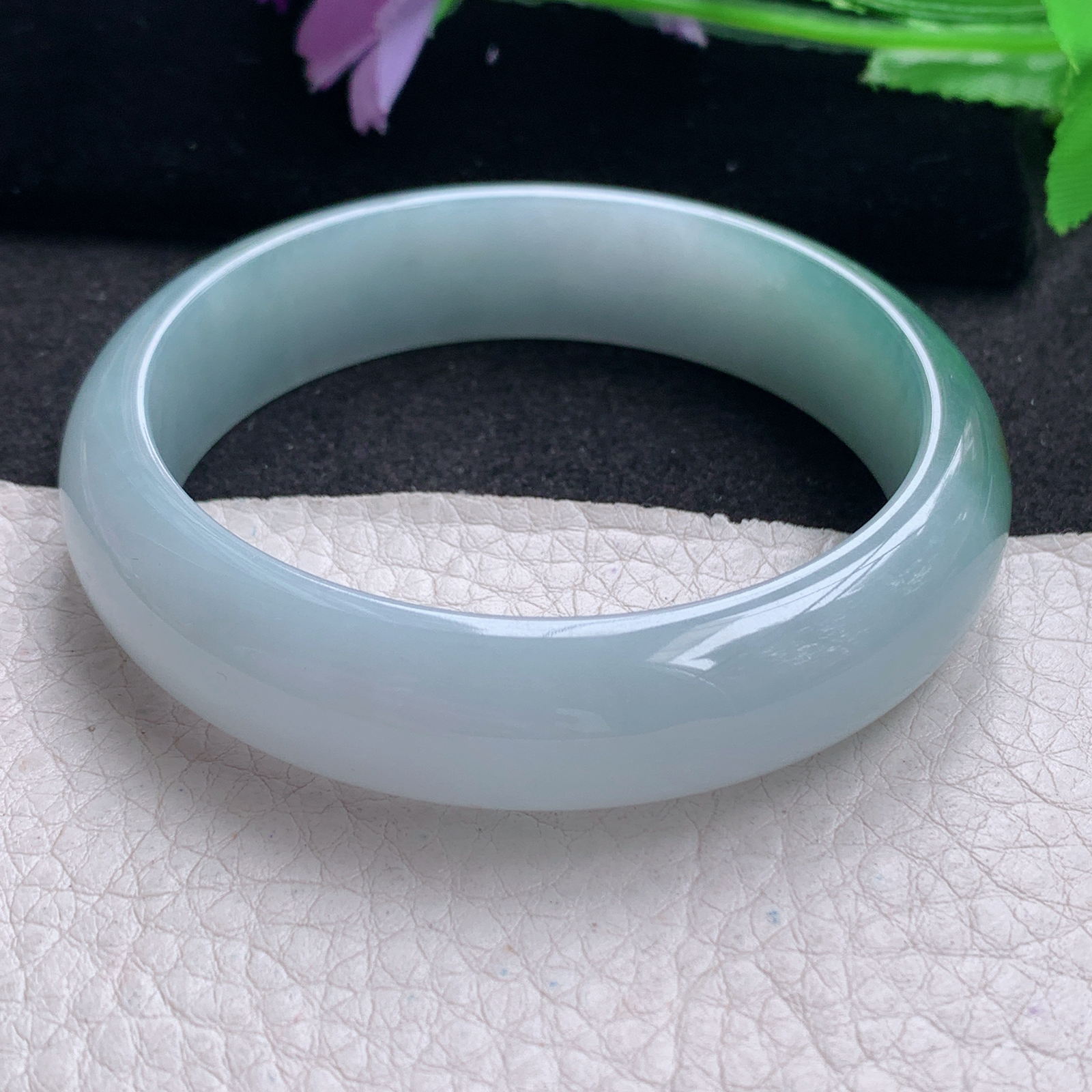 js实拍57*14*7.3平安镯 缅甸翡翠a货玉手镯精美双采招财正圈玉手环