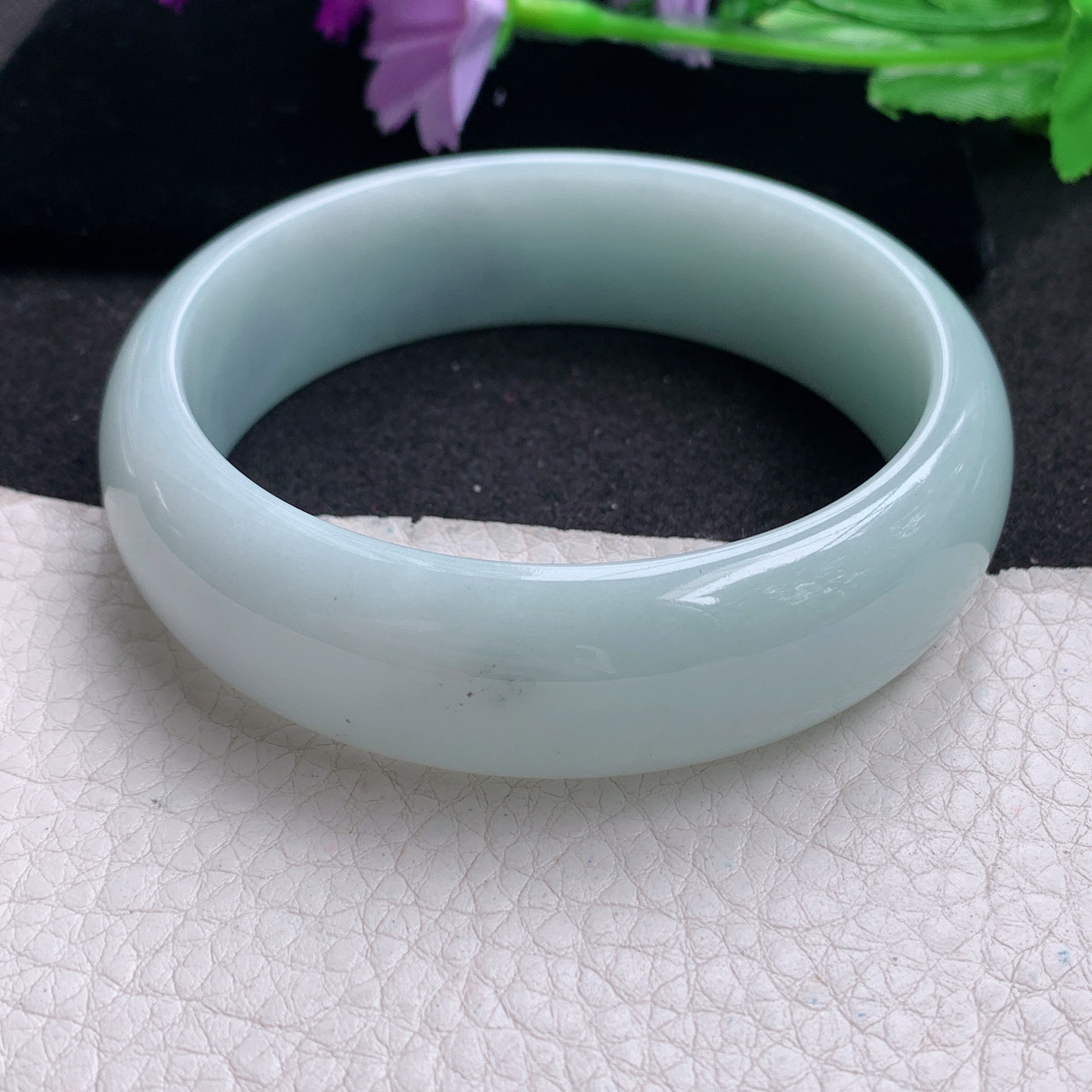 hy大圈口61.5*18.3*7.8轮胎镯天然缅甸翡翠A货手镯水润浅绿正圈玉手环