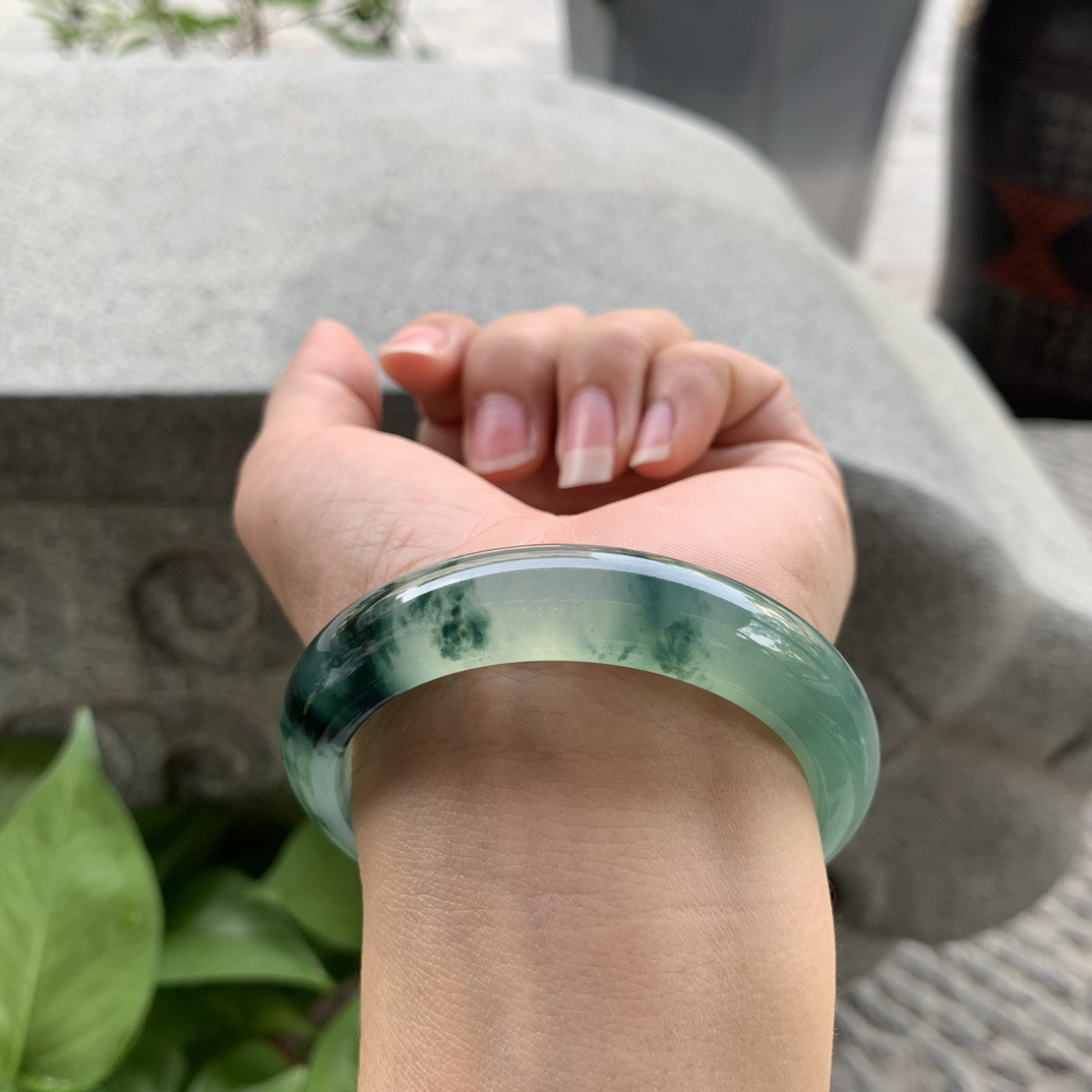 小圈口 52.8-12.3-8.4【冰飘花正圈手镯】正圈52 53可戴