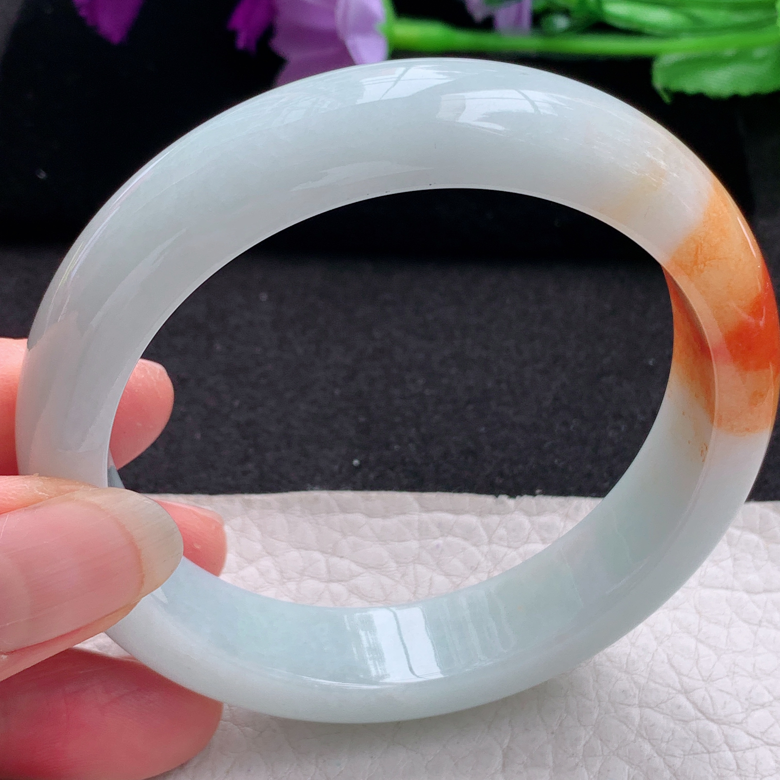 mq招财款59.6*14*8.5平安镯 天然缅甸翡翠A货手镯冰红正圈玉手环