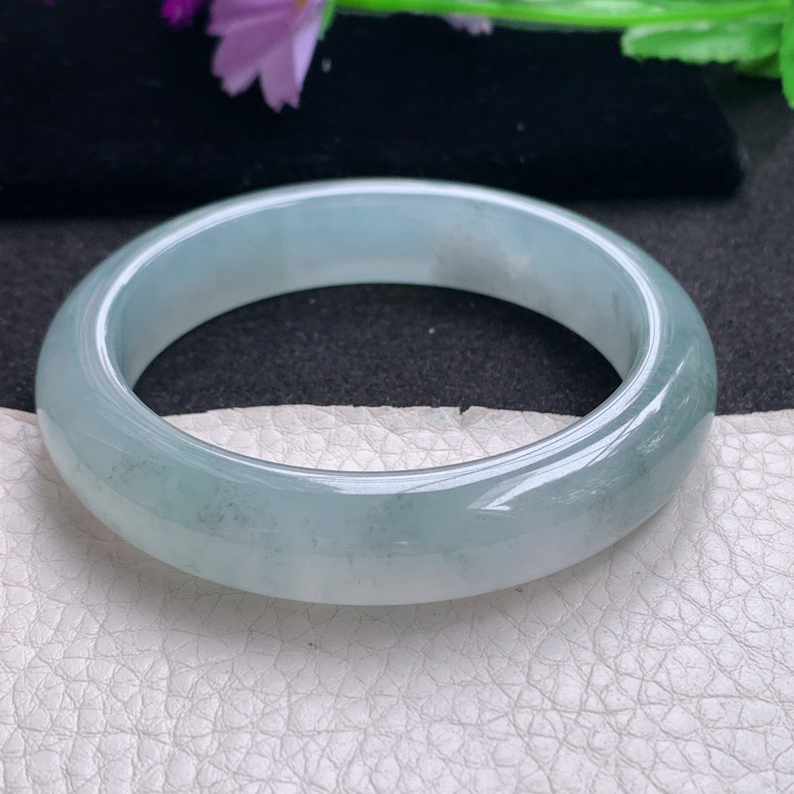 xo小圈口53*12.5*8.5平安镯 天然缅甸翡翠A货手镯冰起光飘乌鸡花正圈玉手环