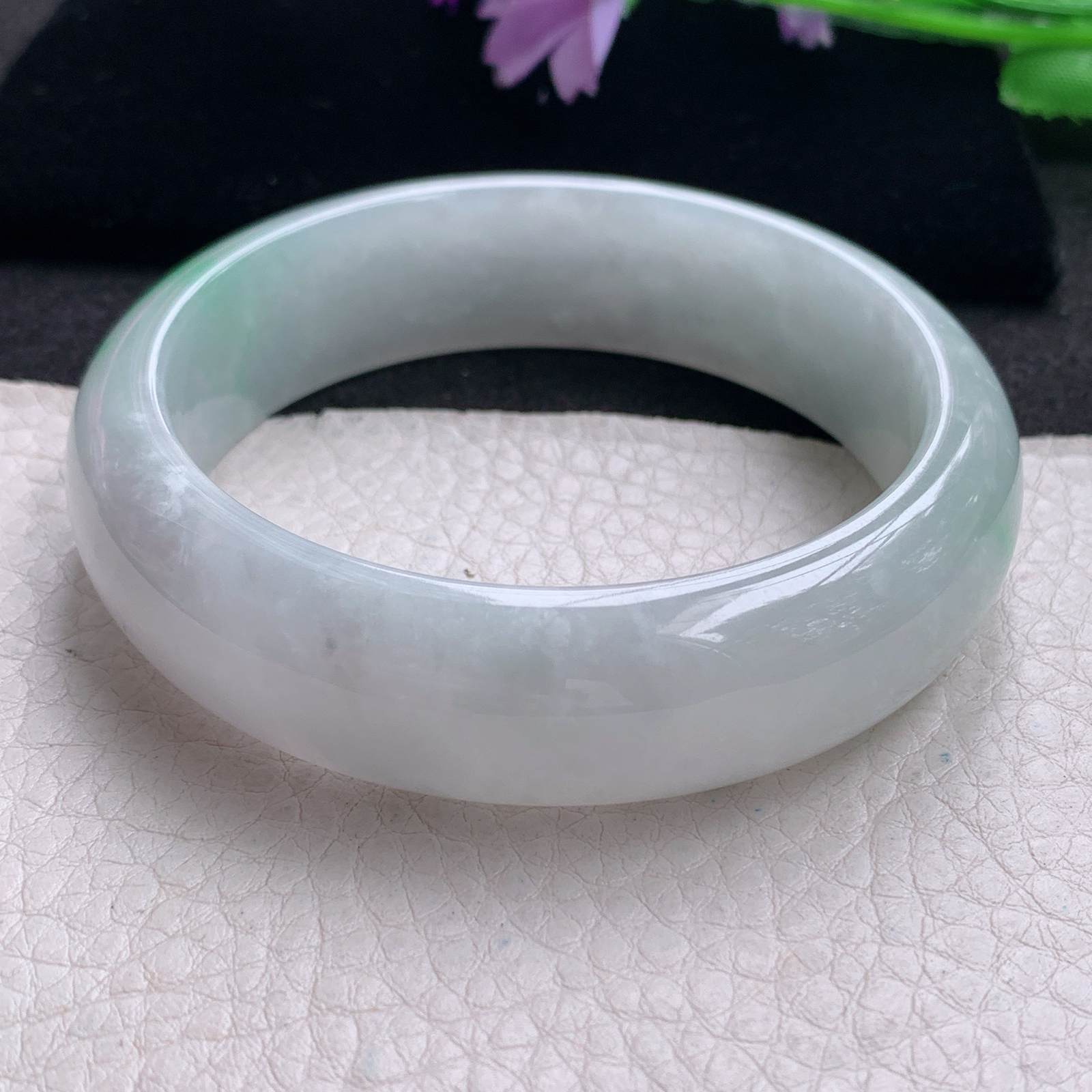 hh清新款58.8*17*8.5轮胎镯 缅甸翡翠a货玉手镯精美飘绿厚装大气玉手环