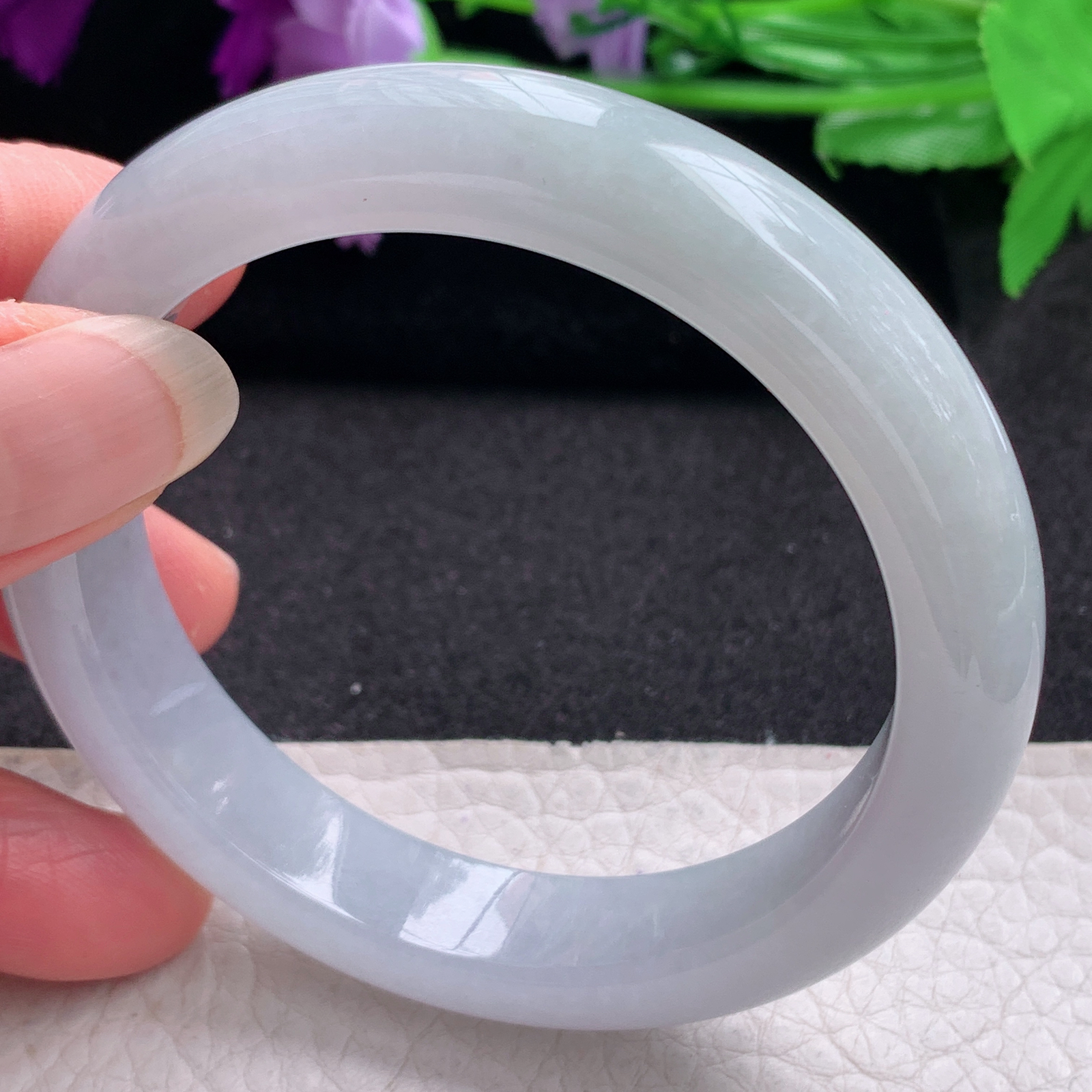 xo纯美款55.8*12*8.3平安镯 天然缅甸翡翠A货手镯冰纯正圈玉手环