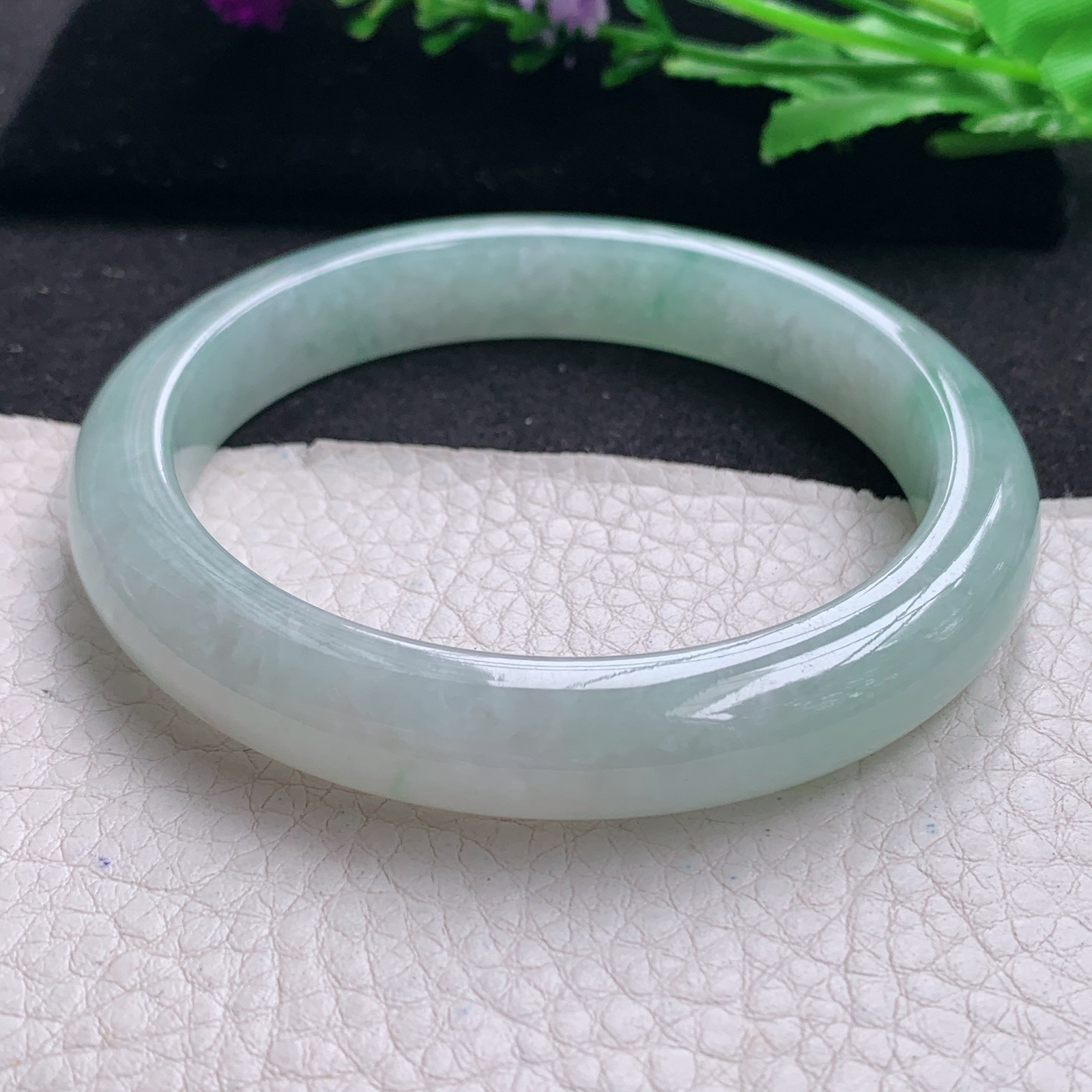 xx大圈口61*11.5*8.8平安镯 天然缅甸翡翠A货手镯细润晴绿正圈玉手环