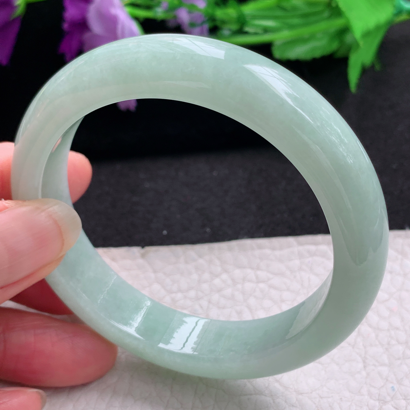 ee实拍55*12.5*8.3平安镯 天然缅甸翡翠A货手镯水润甜绿正圈玉手环