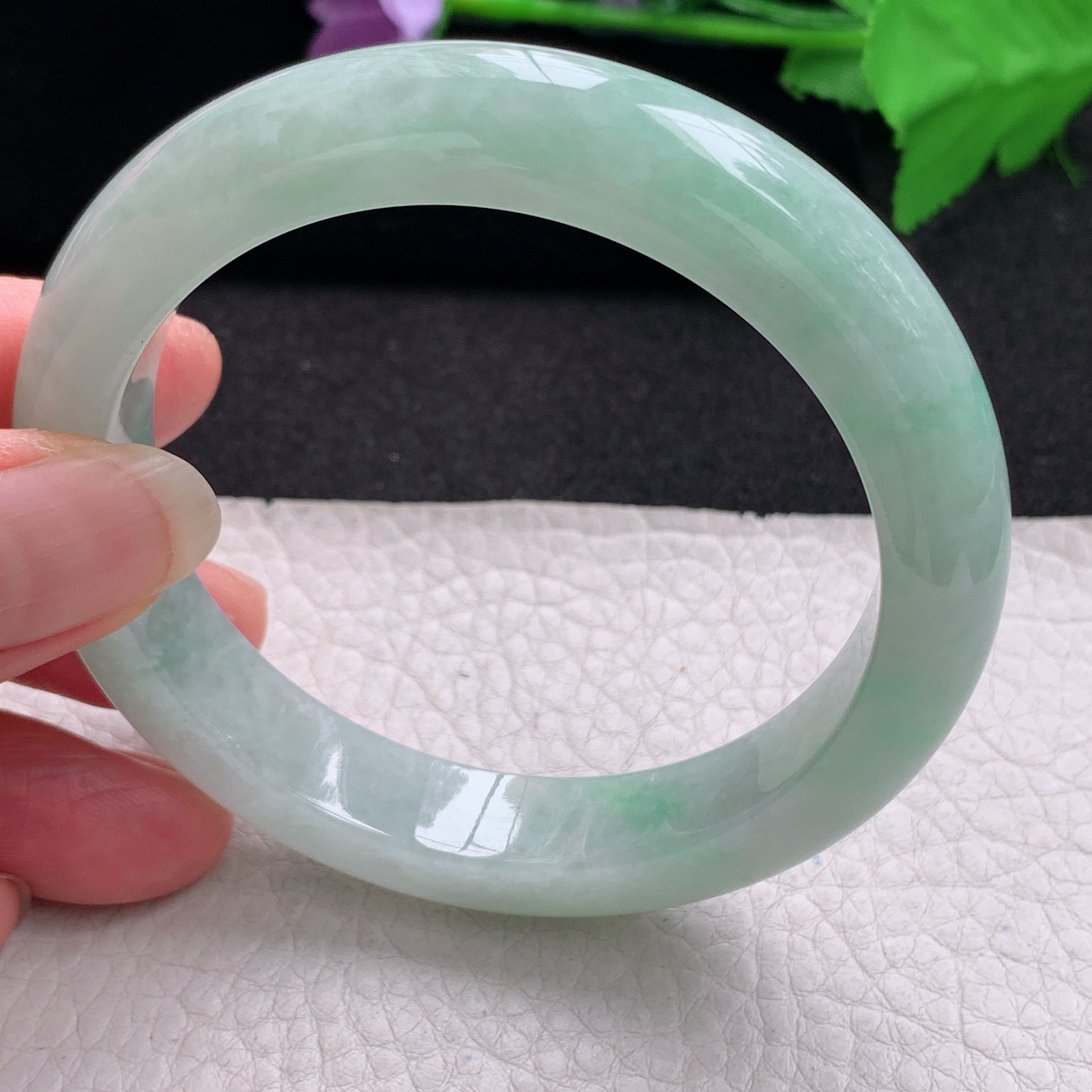 hh清新款58*12*8.8平安镯 缅甸翡翠a货玉手镯精美水绿正圈玉手环