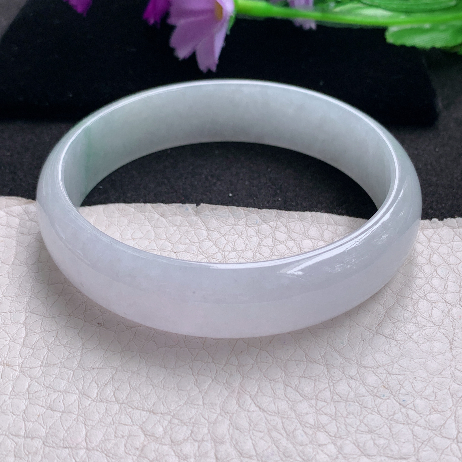 ee大圈口67.5*15*6.6轮胎镯 天然缅甸翡翠A货手镯飘花大气正圈玉手环