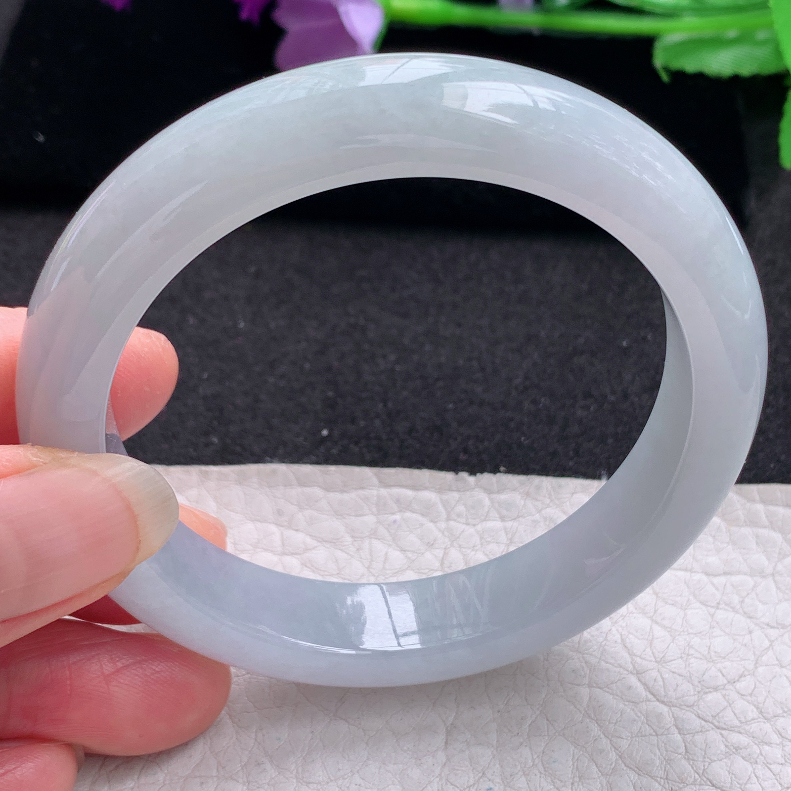 xo纯美款55.8*12*8.3平安镯 天然缅甸翡翠A货手镯冰纯正圈玉手环