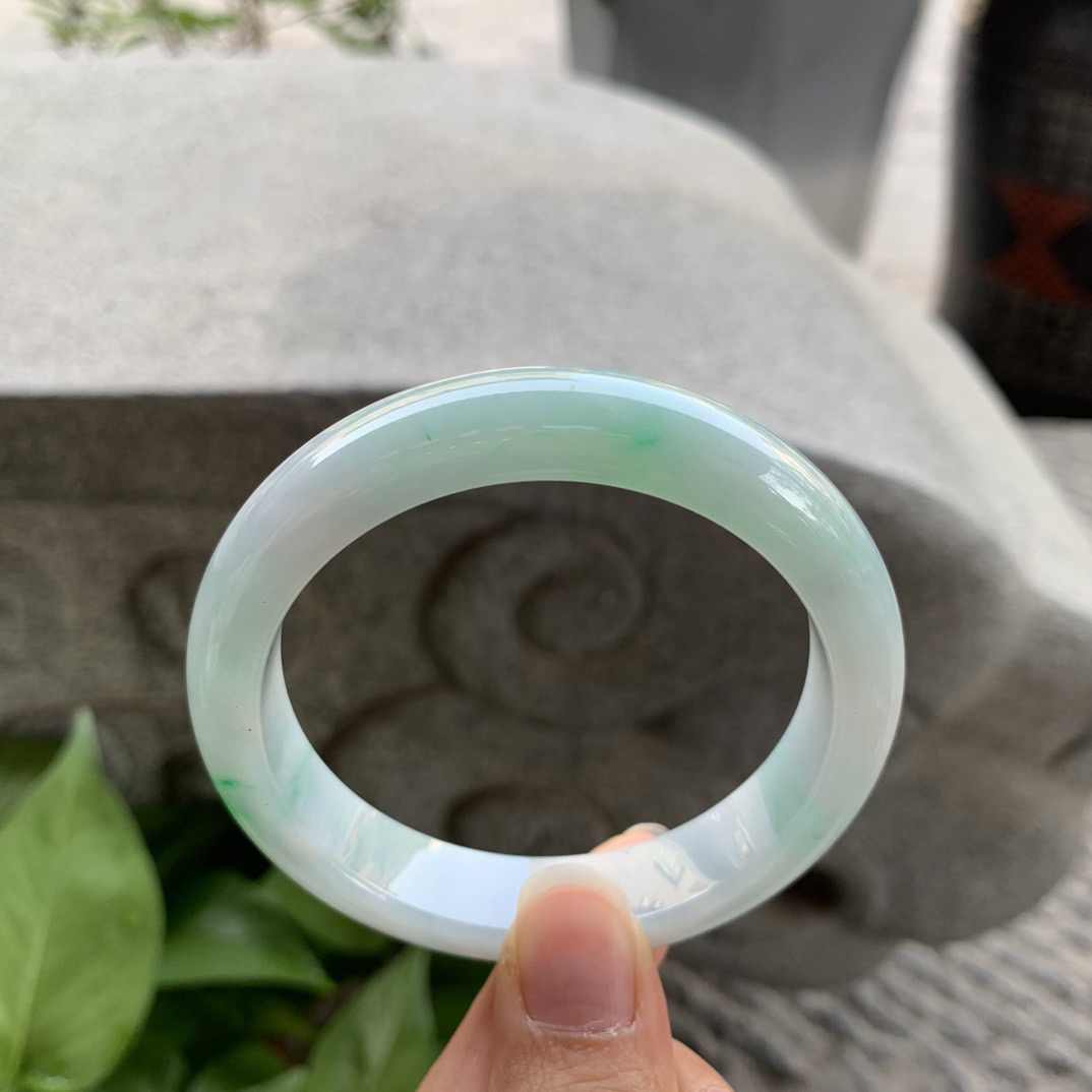 圈口 56.3-12.5-8.3【飘绿正圈手镯】正圈56 57可戴