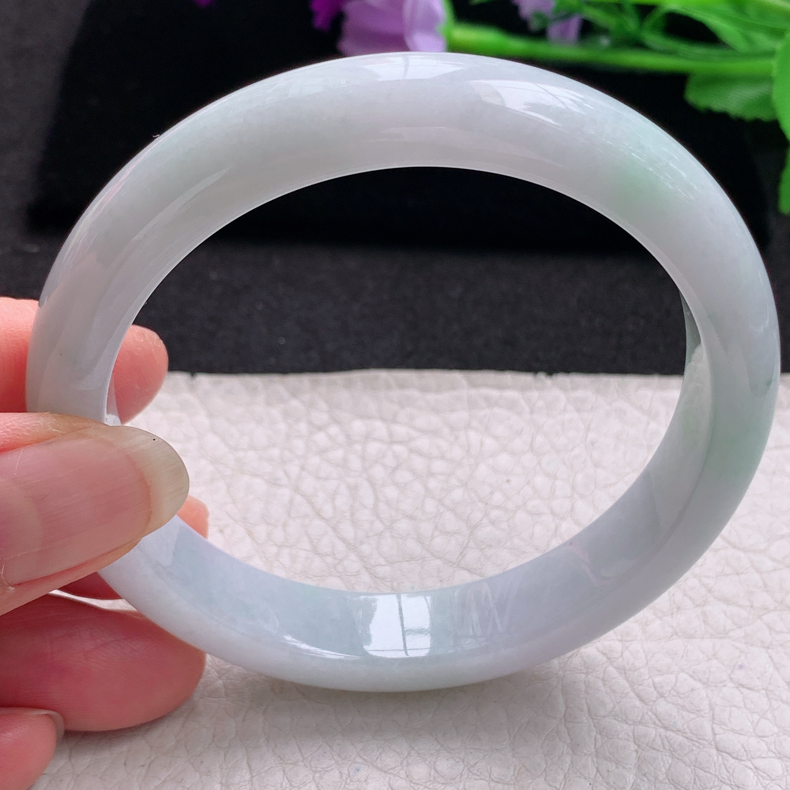 hh清新款59.5*12.5*8.2平安镯 缅甸翡翠a货玉手镯精为飘绿正圈玉手环