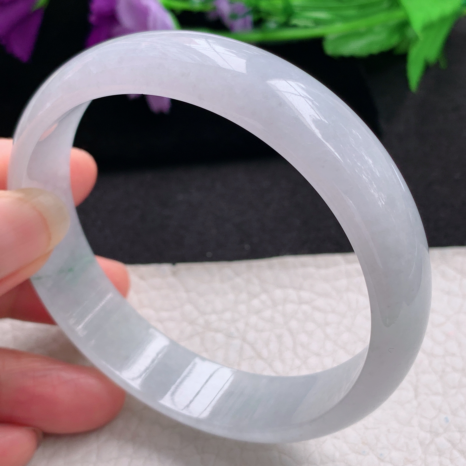 ee大圈口67.5*15*6.6轮胎镯 天然缅甸翡翠A货手镯飘花大气正圈玉手环