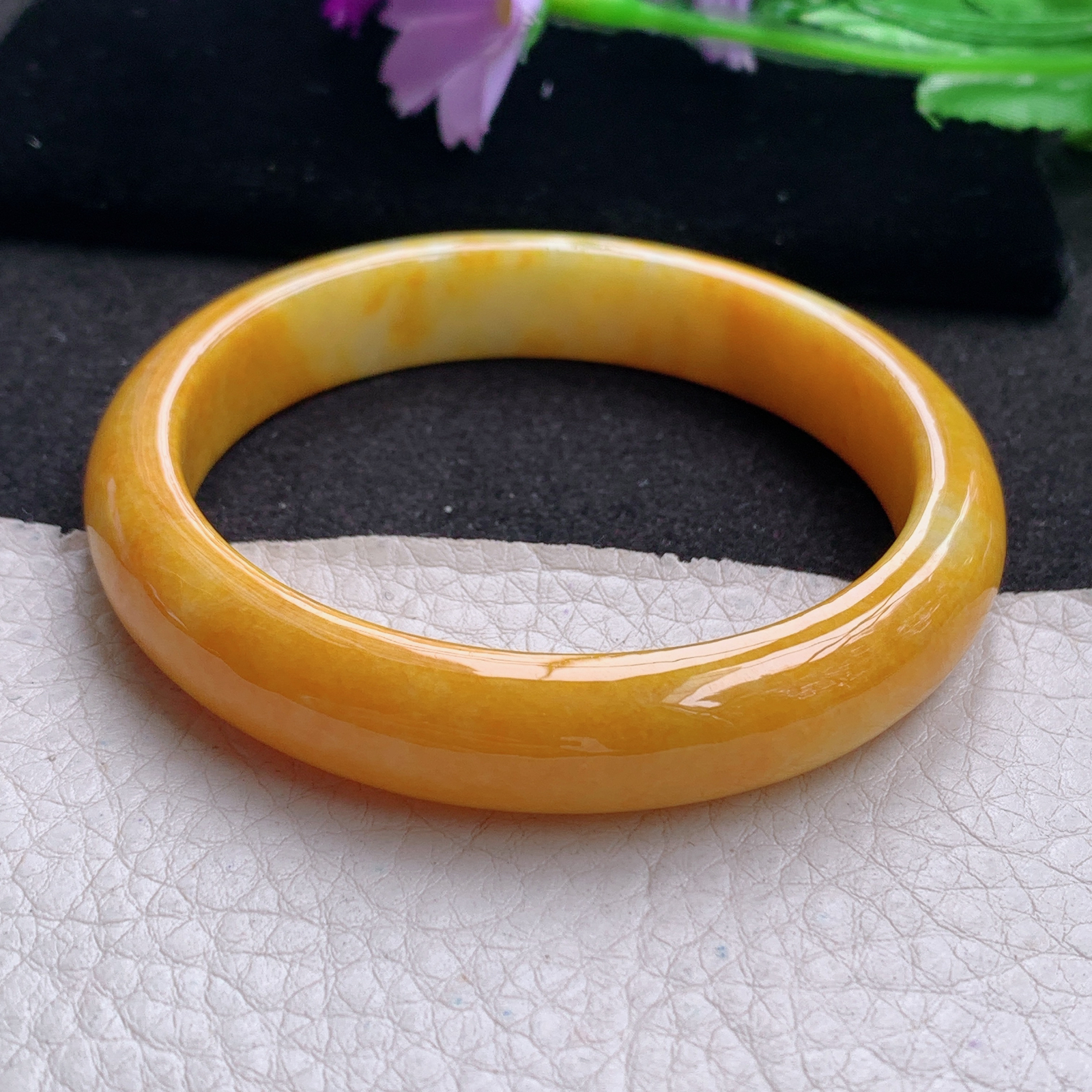 mq招财款58*11.5*7.6平安镯 天然缅甸翡翠A货手镯冰黄贵气正圈玉手环