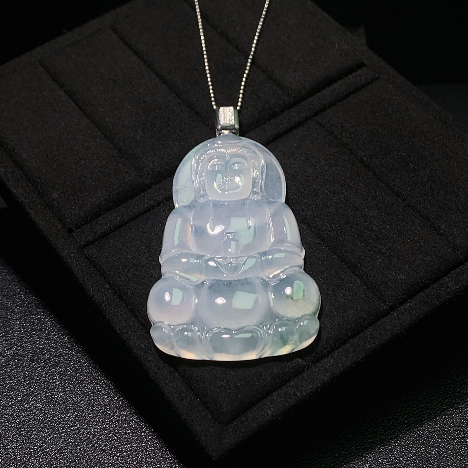 冰种飘花观音吊坠 尺寸77-41.3-6毫米