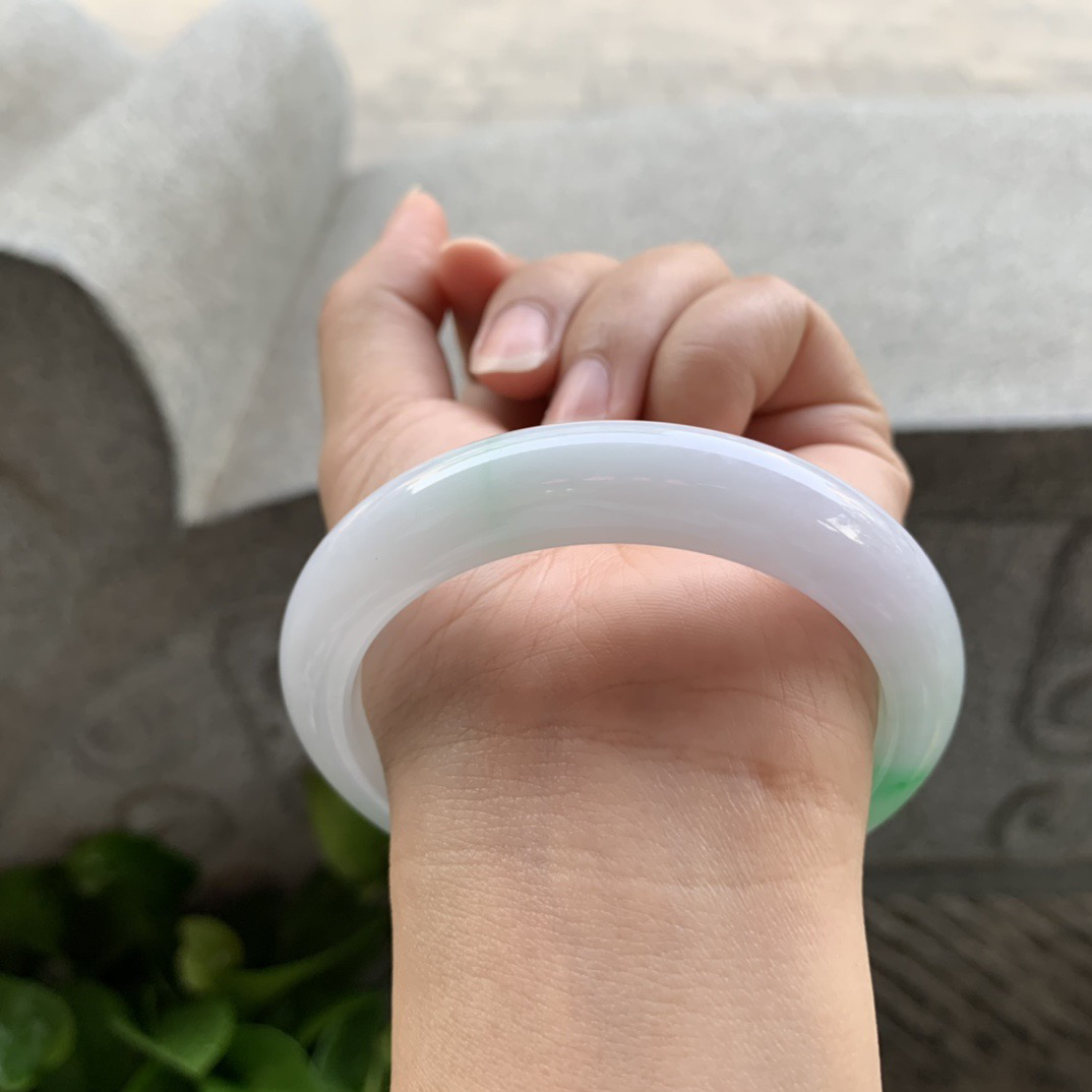 圈口57.8-13.5-8.8 【飘绿正圈手镯】正圈57 58可戴