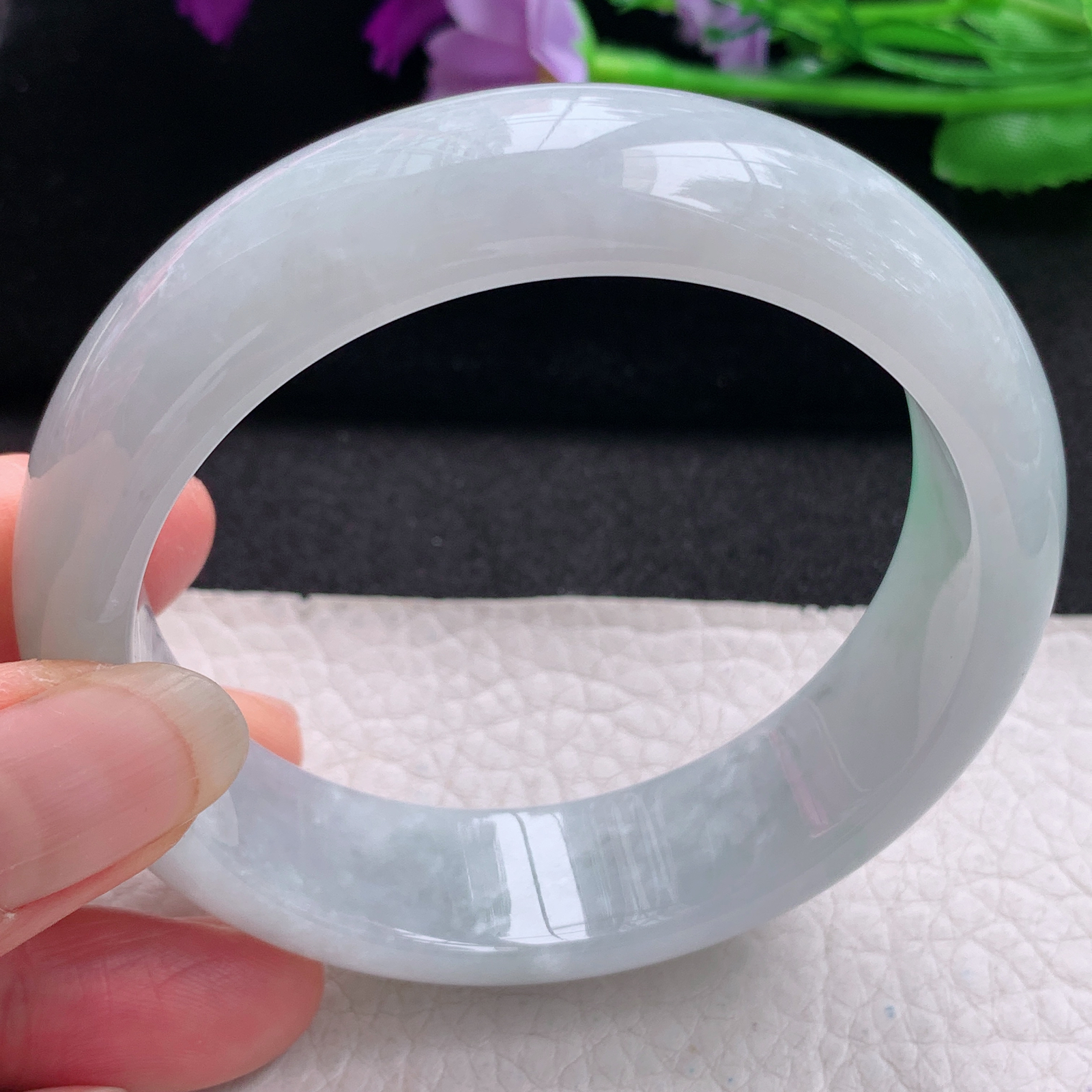 hh清新款58.8*17*8.5轮胎镯 缅甸翡翠a货玉手镯精美飘绿厚装大气玉手环