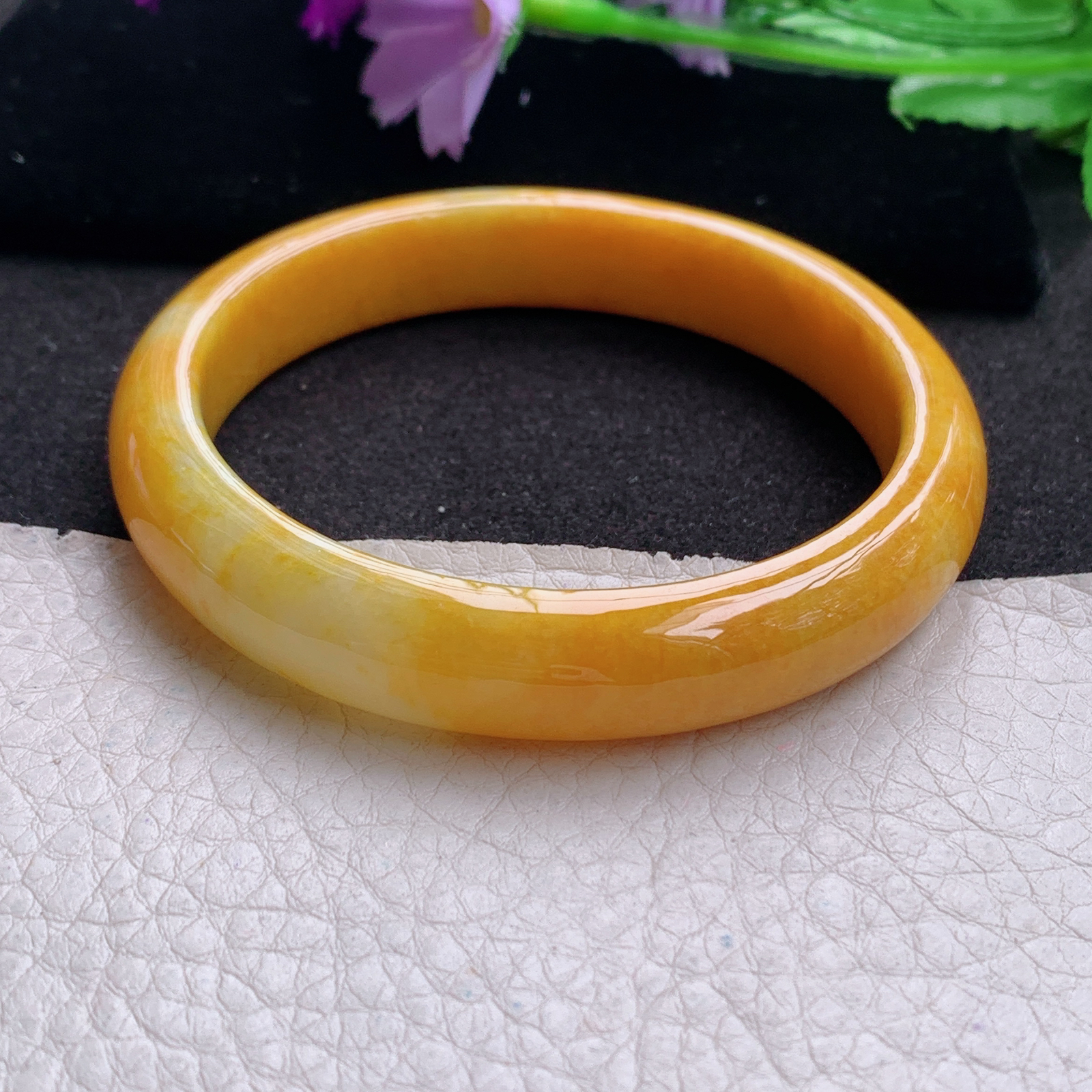 mq招财款58*11.5*7.6平安镯 天然缅甸翡翠A货手镯冰黄贵气正圈玉手环