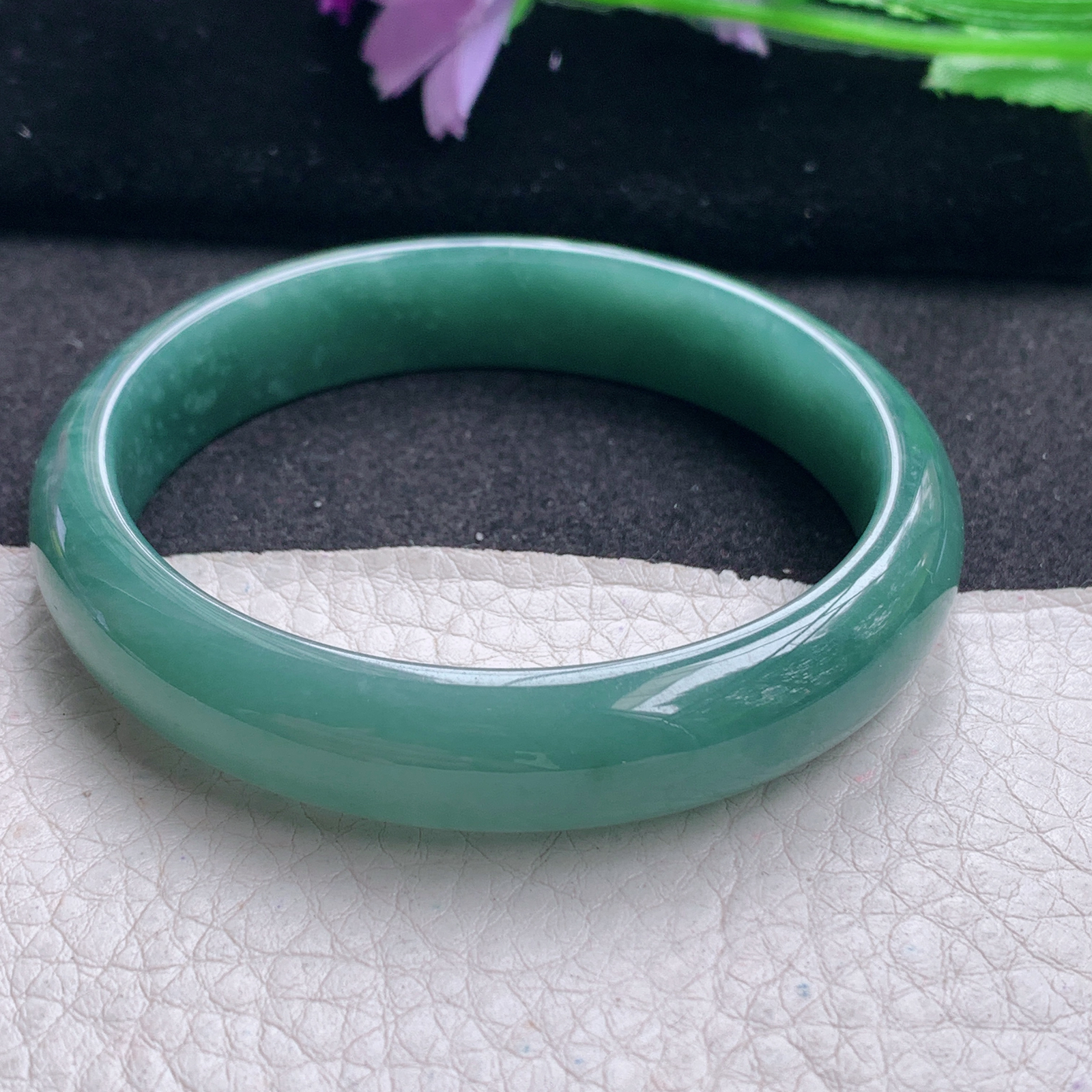 nr实拍56*12*6.6平安镯 天然翡翠A货手镯蓝水宽边清秀玉手环