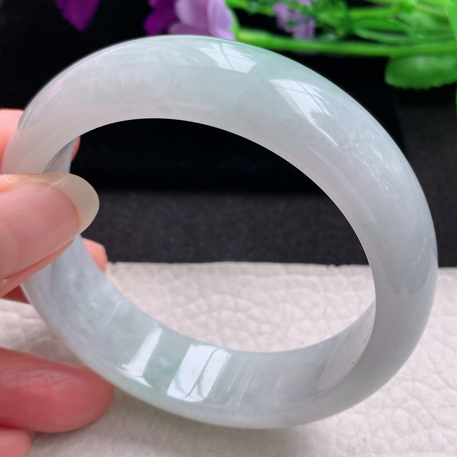 hh清新款58.8*17*8.5轮胎镯 缅甸翡翠a货玉手镯精美飘绿厚装大气玉手环