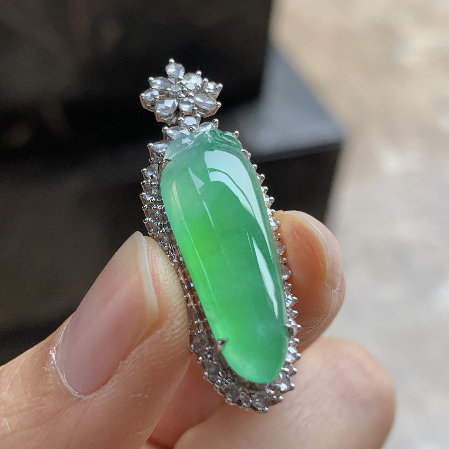 金钻镶嵌冰绿福瓜^_^冰透